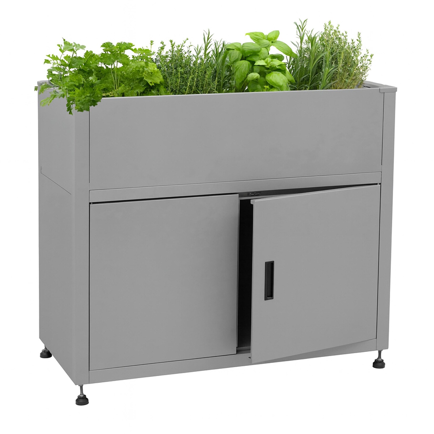 Hochbeet -O85, Metallhochbeet Blumenkasten Pflanzkübel Stauraum, Metall  91x101x51cm ~ grau
