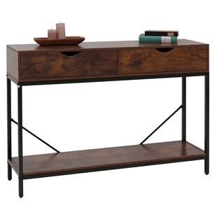 Konsolentisch MCW-O76, Telefontisch Beistelltisch Ablagetisch, Schubladen Ablage Industrial 76x109x30cm ~ rotbraun 