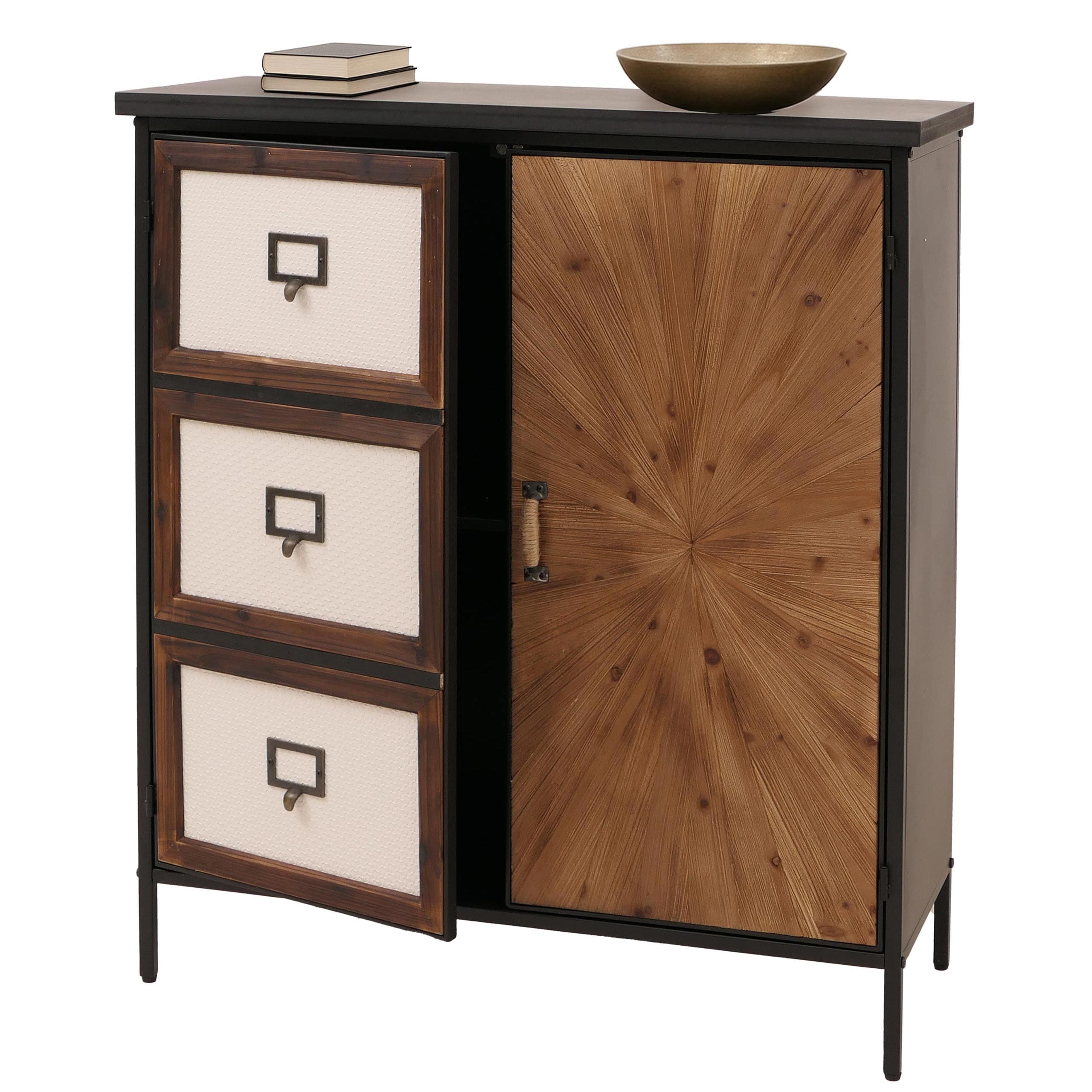 Apothekerkommode MCW-O79, Schrank Highboard Stauf&auml;cher, Vintage Shabby-Look 94x80x35cm, natur hell 