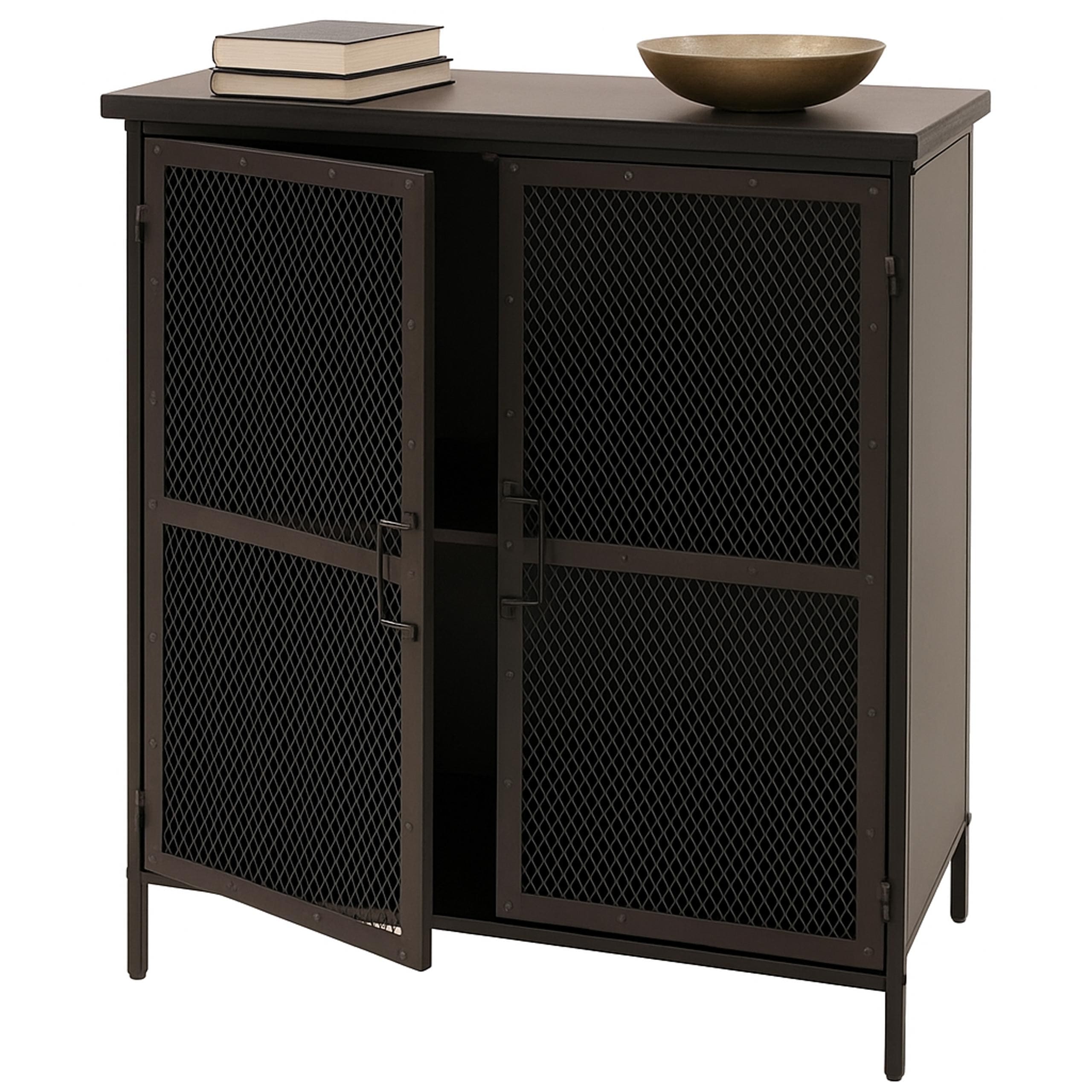 Apothekerkommode MCW-O79, Schrank Highboard Stauf&auml;cher, Vintage Shabby-Look 94x80x35cm, Metalloptik 