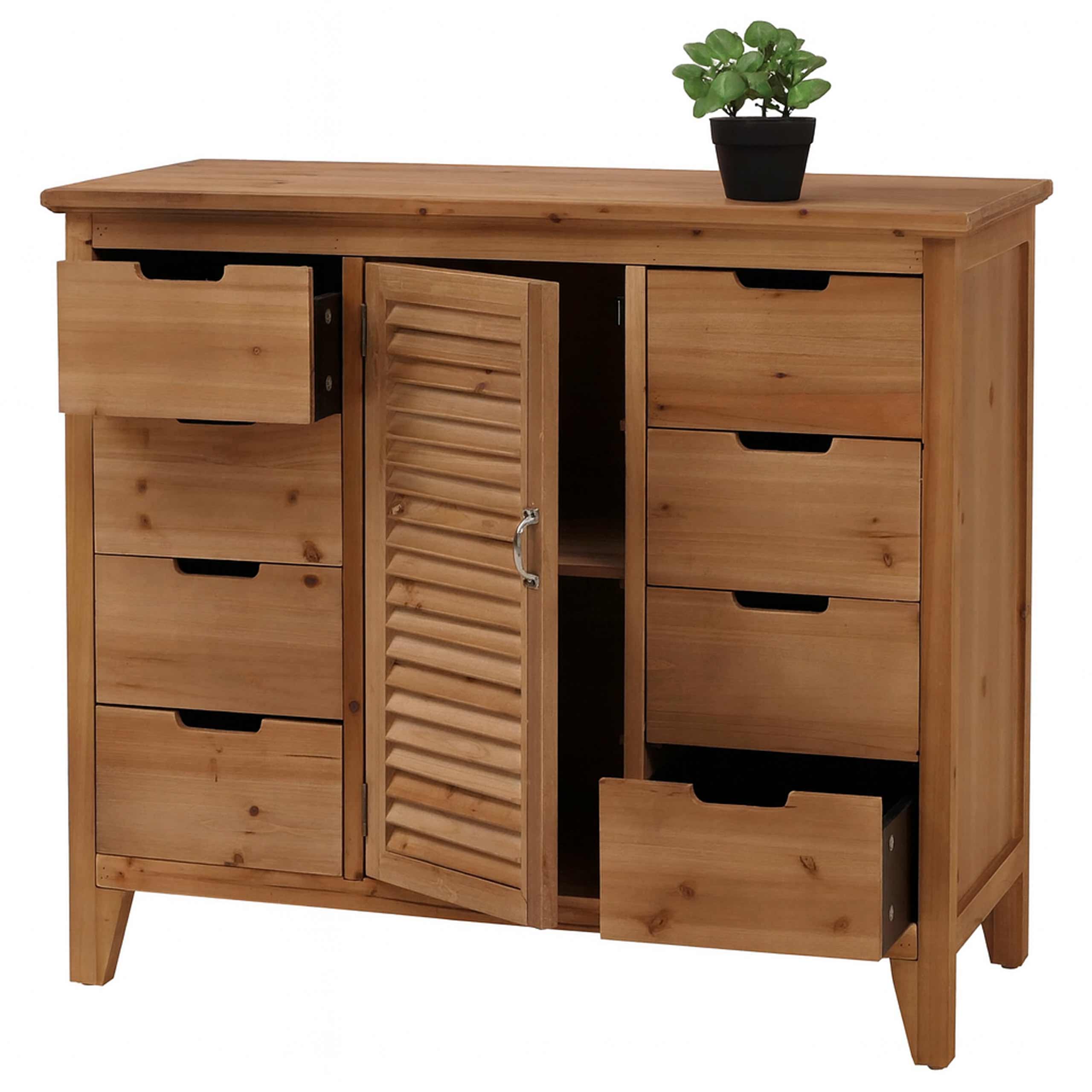Apothekerkommode MCW-O63, Schrank Stauf&auml;cher Schubladen, Vintage Shabby Fensterladenoptik 80x91x40cm ~ Korpus natur - Bild 1