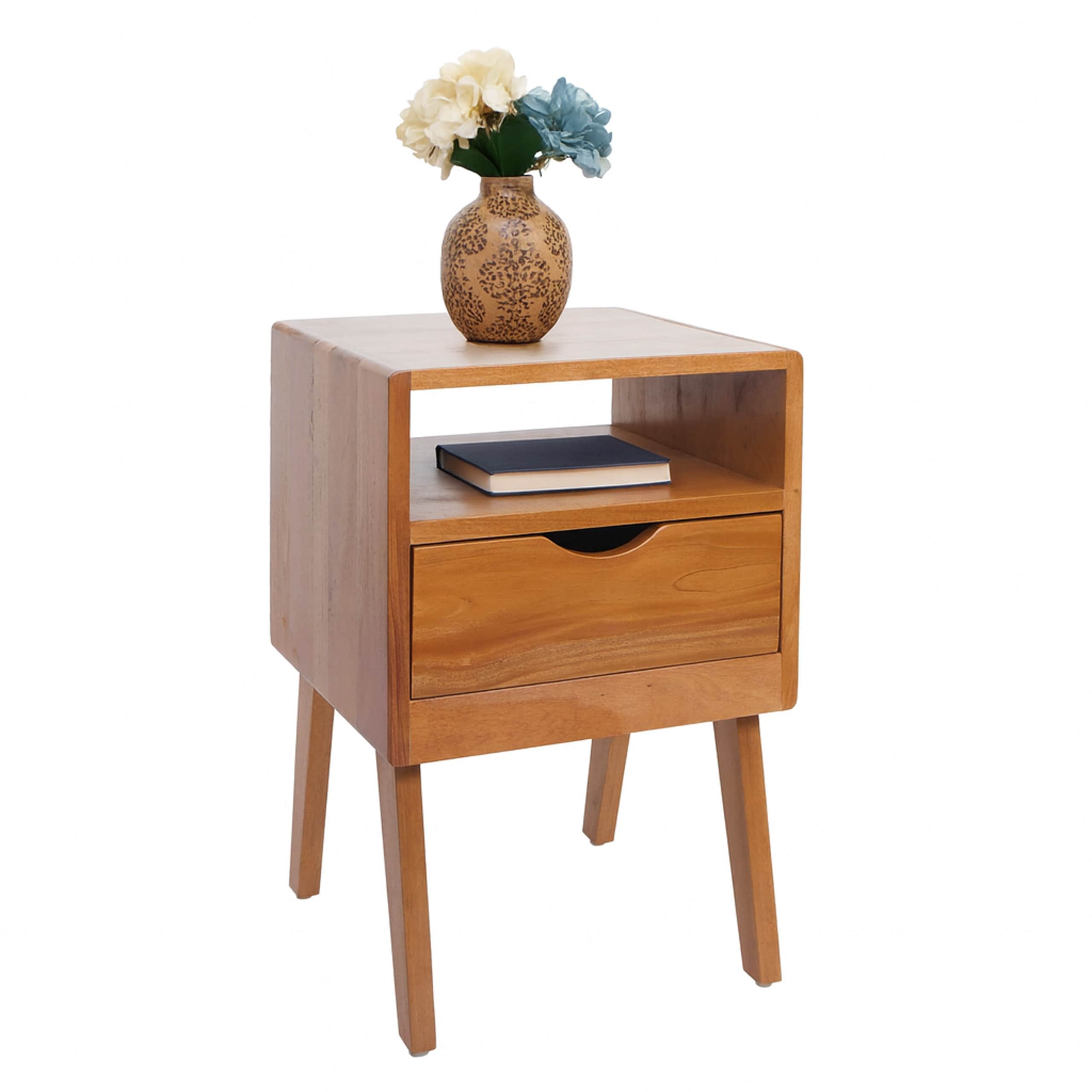 Nachttisch MCW-P16, Kommode Beistelltisch Nachtschrank Schrank, Schublade Fach 64x42x40cm ~ naturfarben 