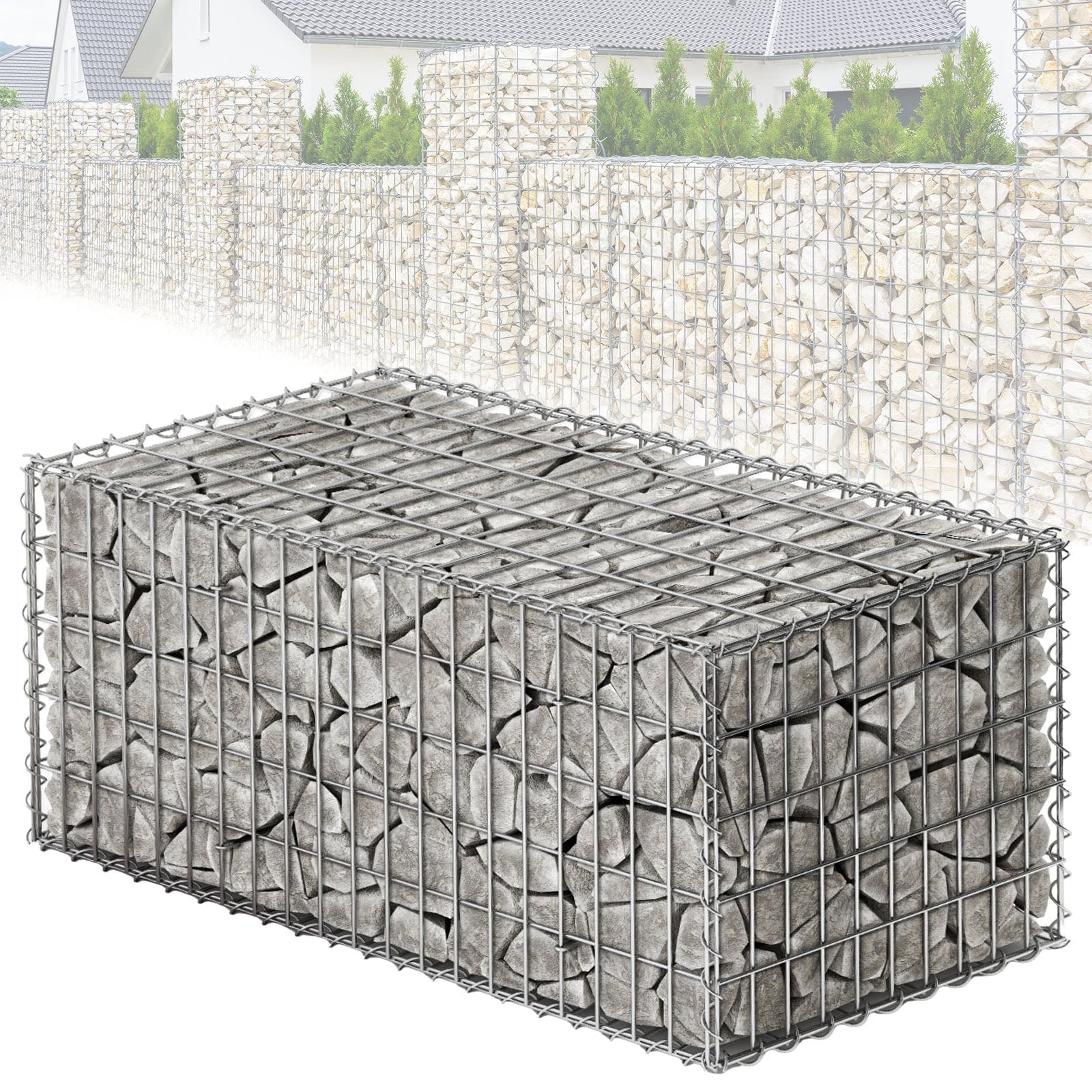 Floordirekt Gabionenkorb | Lenox | Verzinkter Stahlkorb 