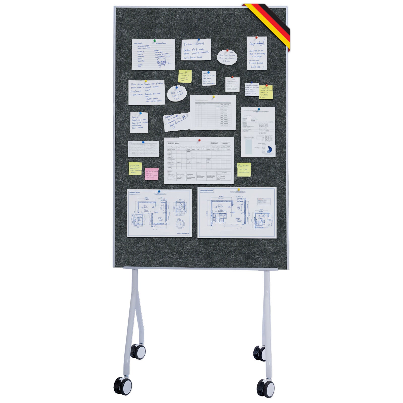 Floordirekt Mobile Pr&auml;sentationstafel | Giant | Doppelseite Filztafel 80 x 120 cm 