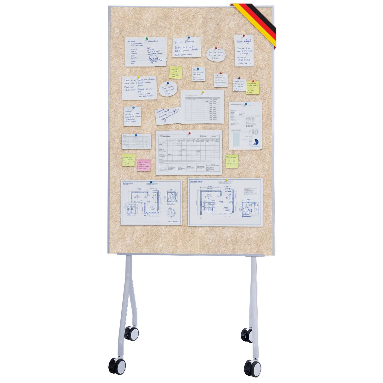 Tableau de présentation mobile Giant Tableau feutre double face 80 x 120 cm Beige