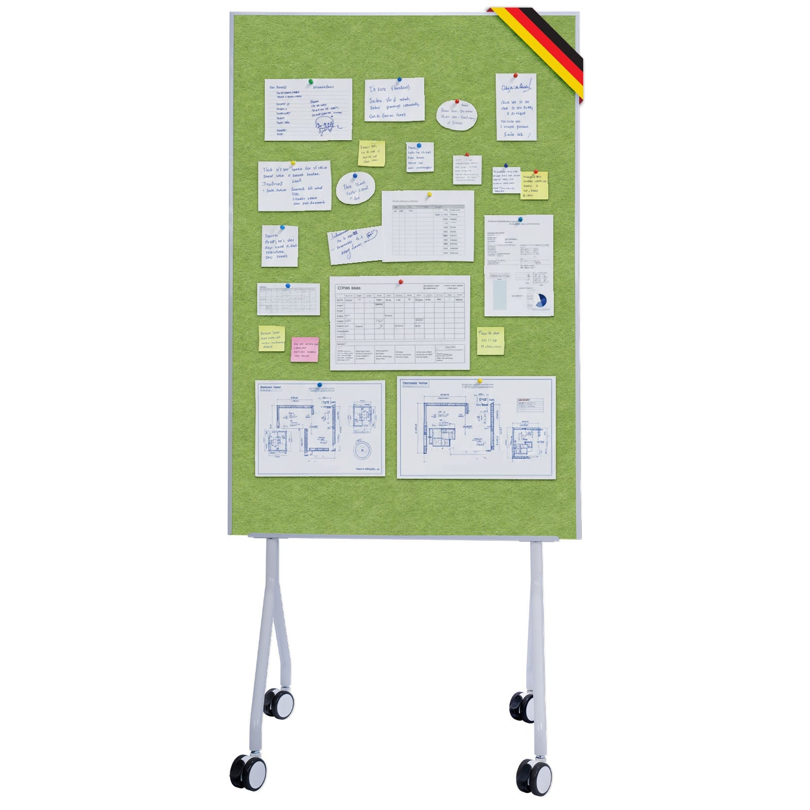 Tableau de présentation mobile Giant Tableau feutre double face 80 x 120 cm Vert