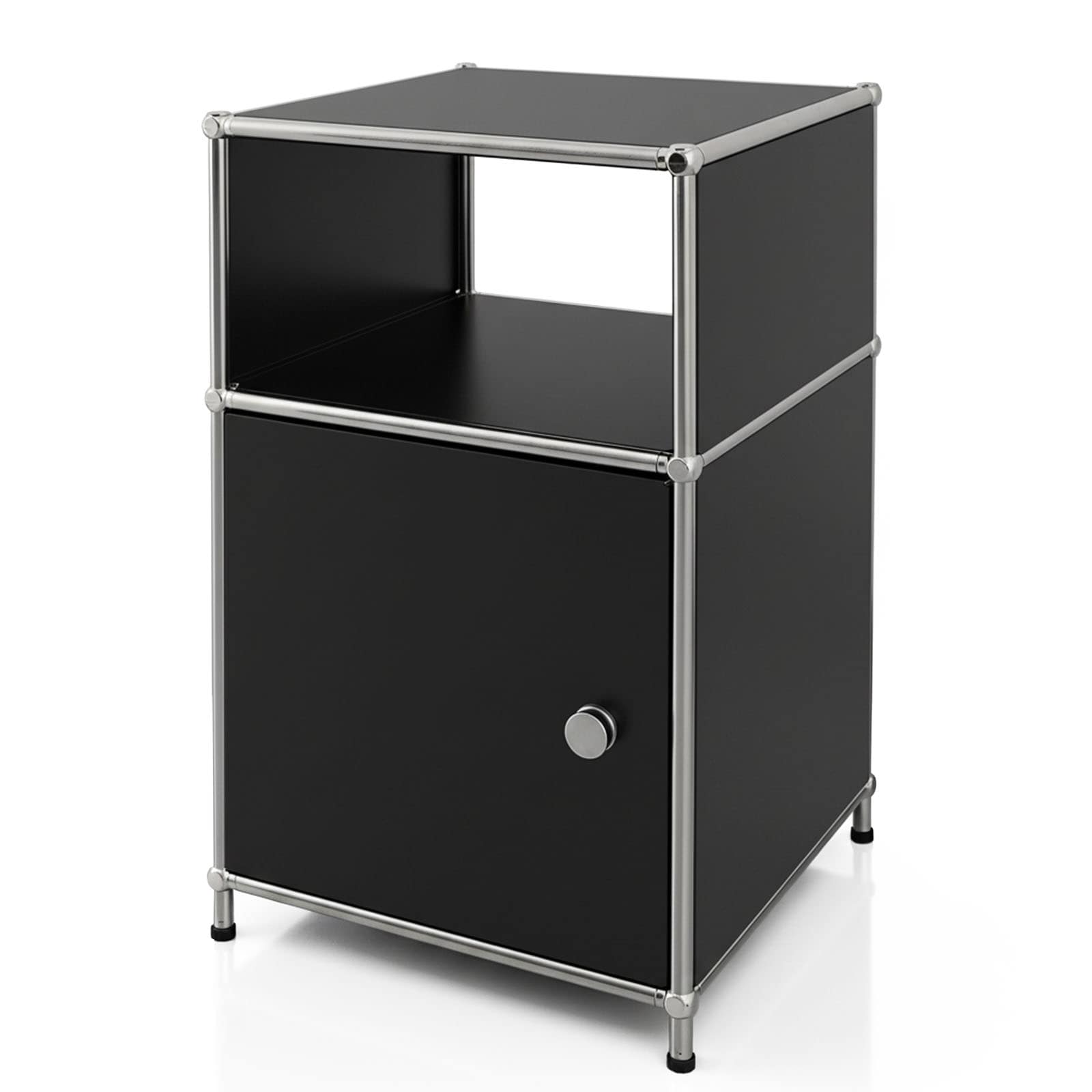 Floordirekt Metallregal | Concept Epure MK-040 | 3-st&ouml;ckiges Aufbewahrungsregal mit T&uuml;r & & Ablagefl&auml;chen 