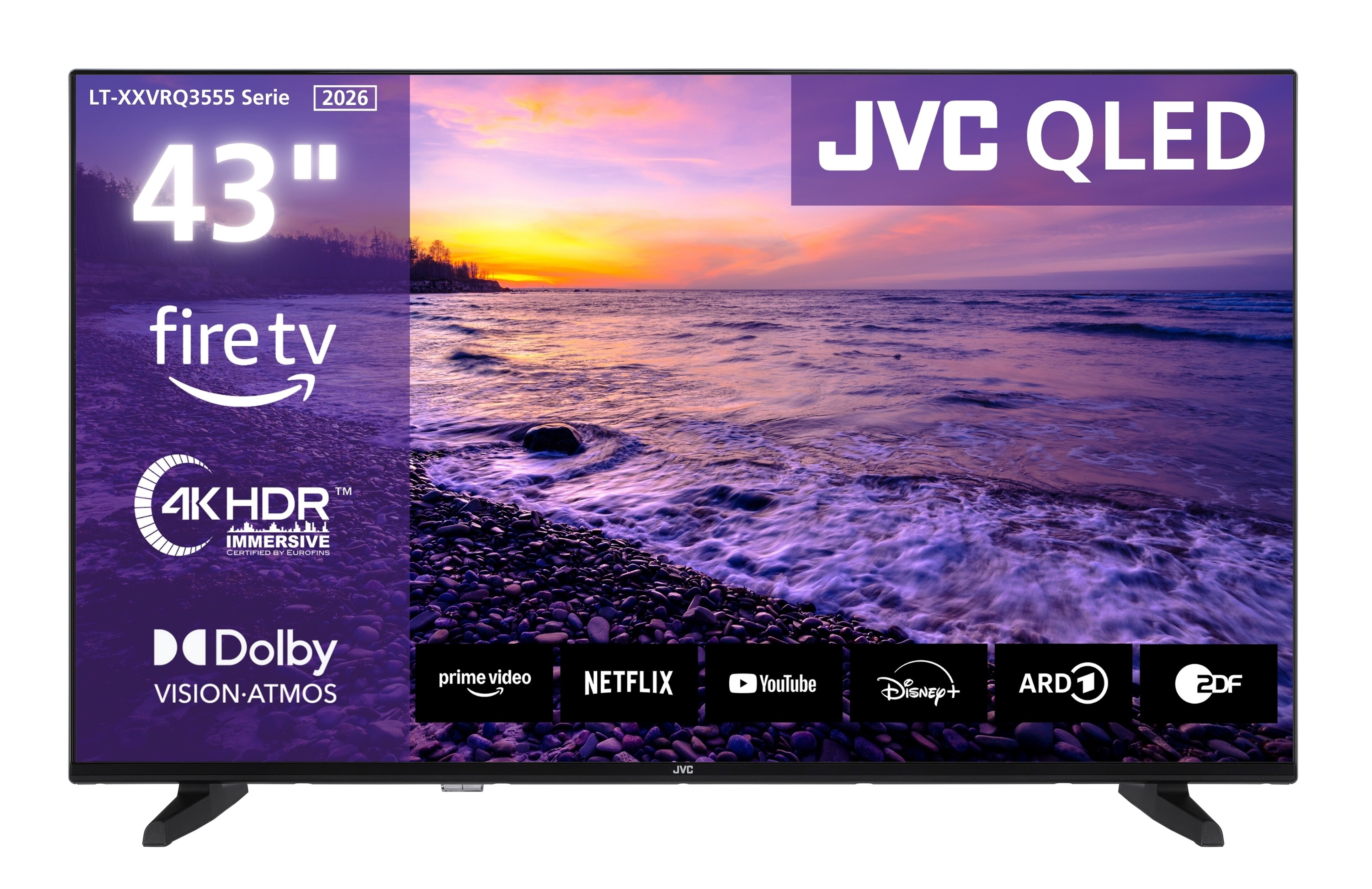 JVC Fernseher 43 Zoll LT-43VRQ3555 Fire TV 4K QLED Smart TV mit Dolby Vision HDR, Dolby Atmos und Alexa Built-In 