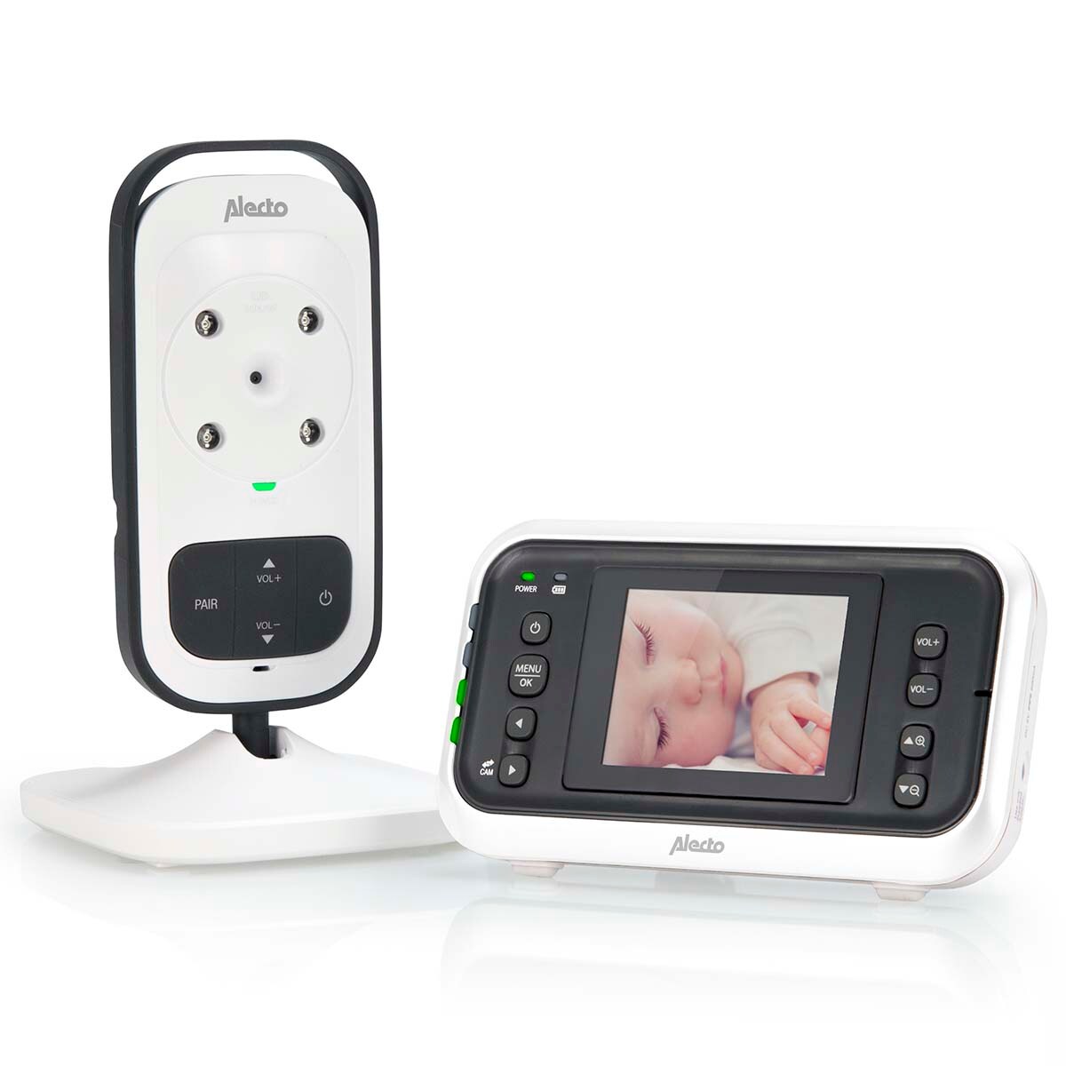 Alecto DVM-75 Video-Babyphone mit 2,4" Farbdisplay wei&szlig;/anthrazit 