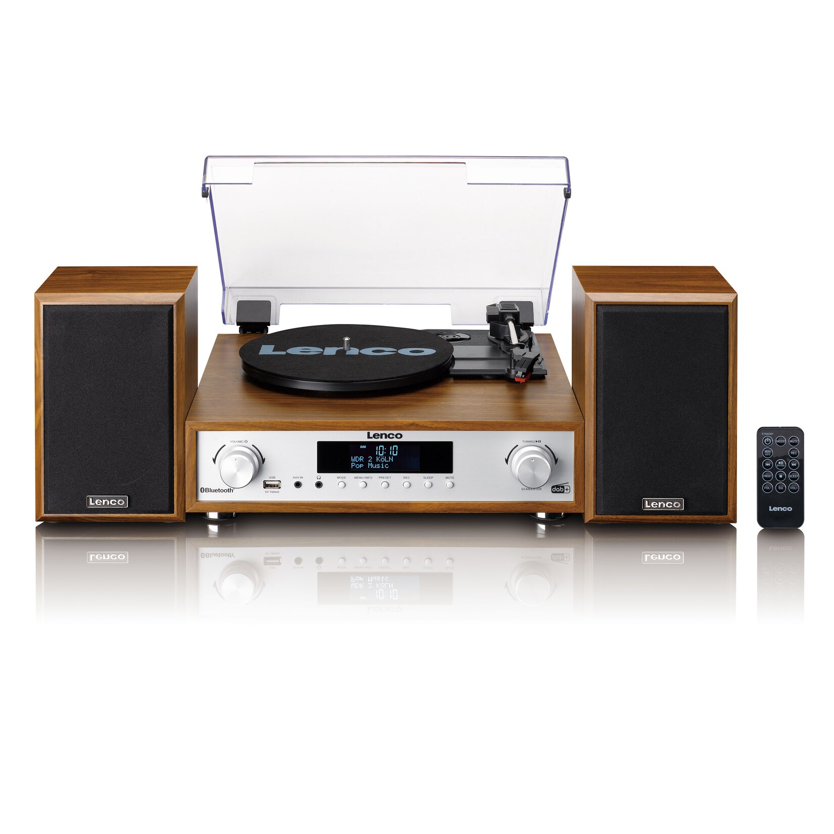 Lenco HiFi-Stereoanlage mit Plattenspieler, DAB+/FM-Radio und Bluetooth Wood