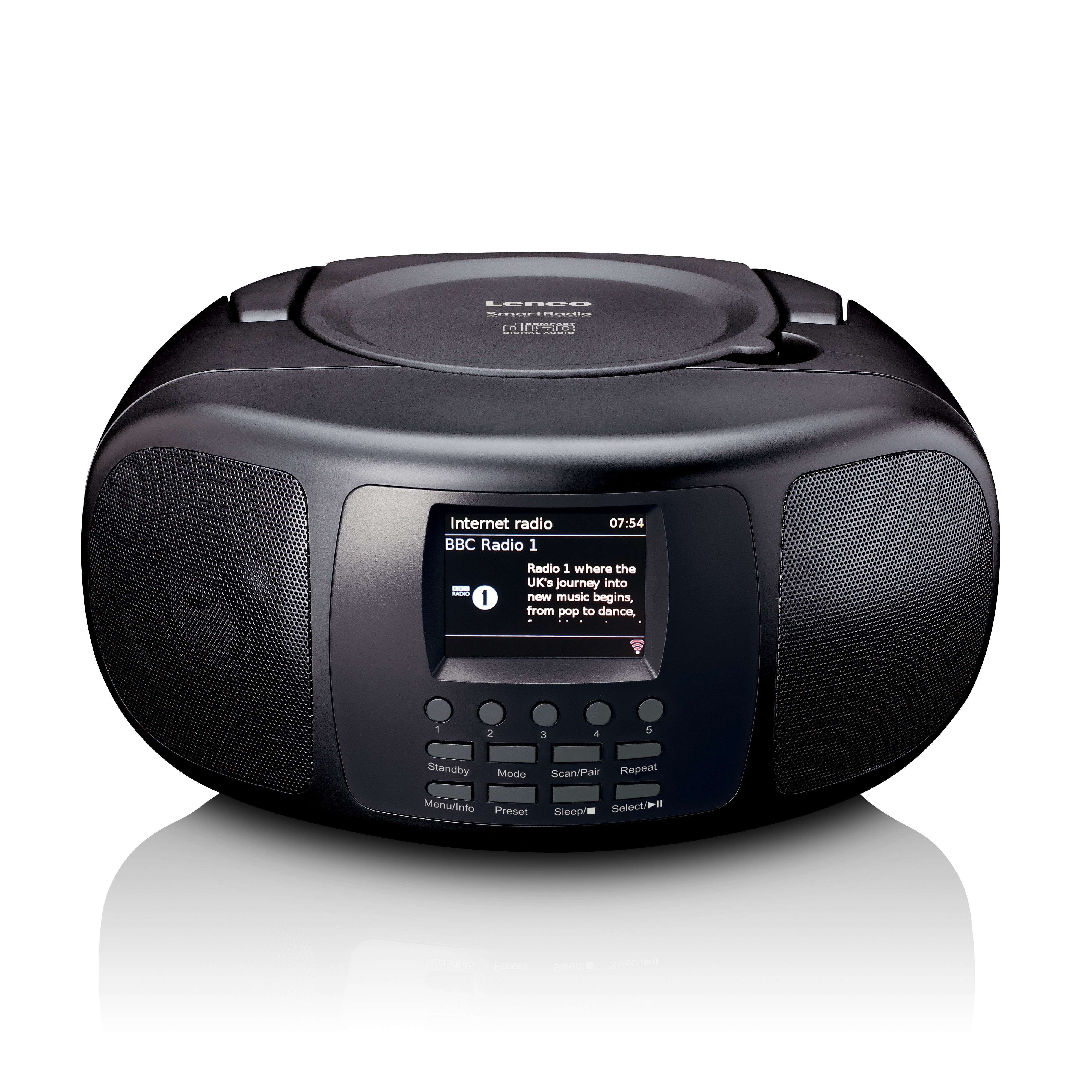 Lenco Tragbares Internetradio mit DAB+/FM, Bluetooth&reg;, CD-Player und gro&szlig;em LCD-Farbdisplay Schwarz 
