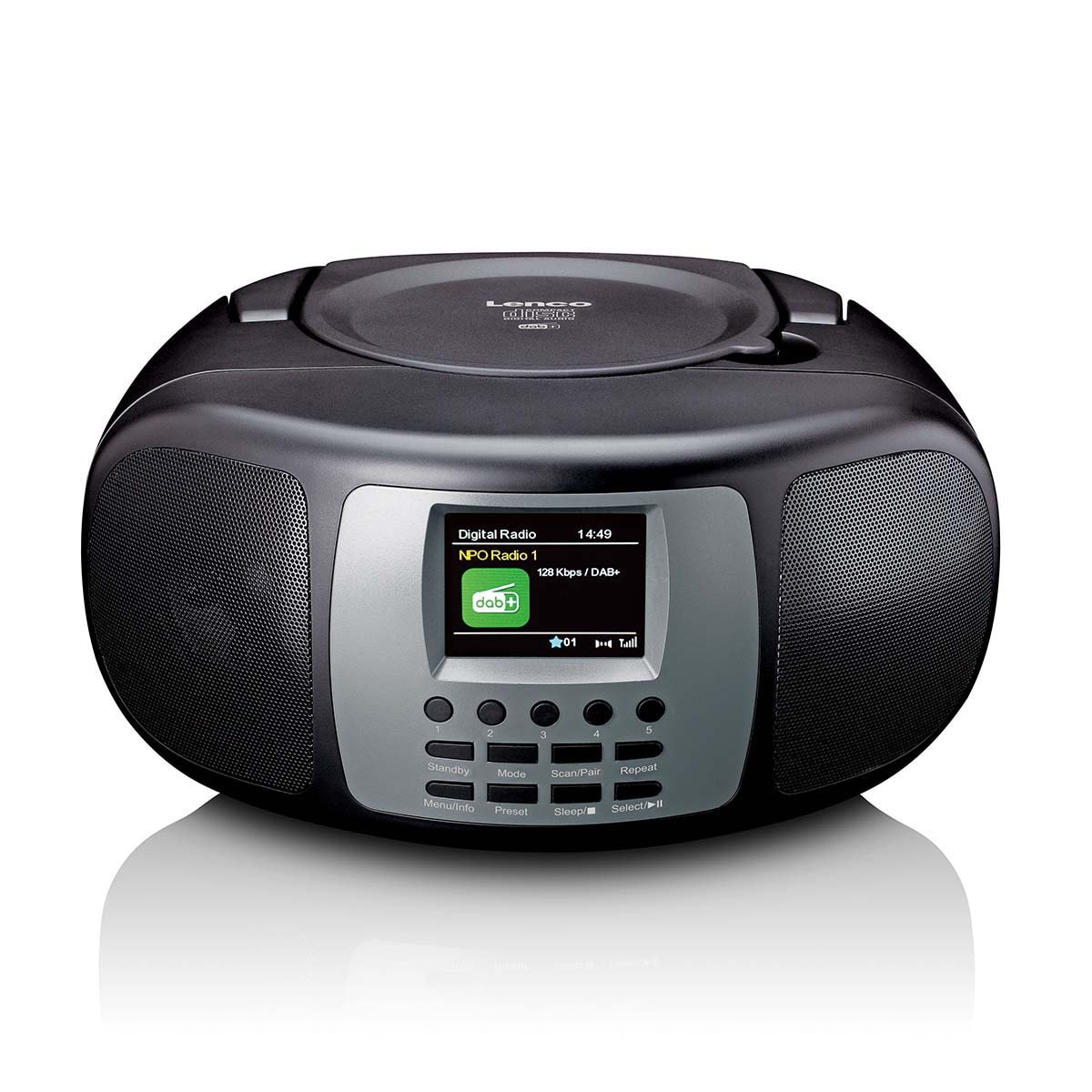 Lenco Tragbares DAB+/FM-Radio mit Bluetooth&reg; CD-Player und gro&szlig;em LCD-Farbdisplay Schwarz 