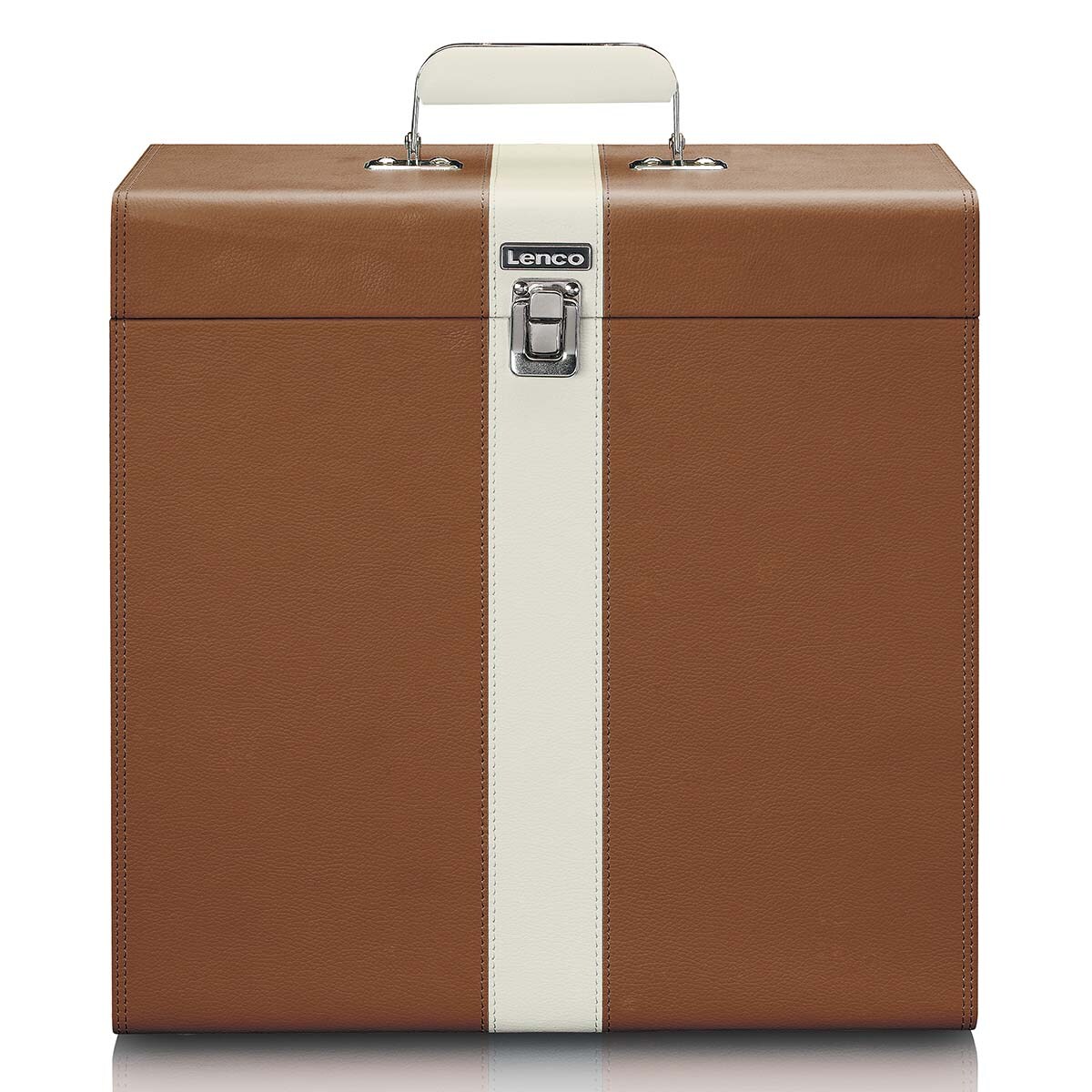 Lenco Transportkoffer für max. 30 Schallplatten Braun / Weiß