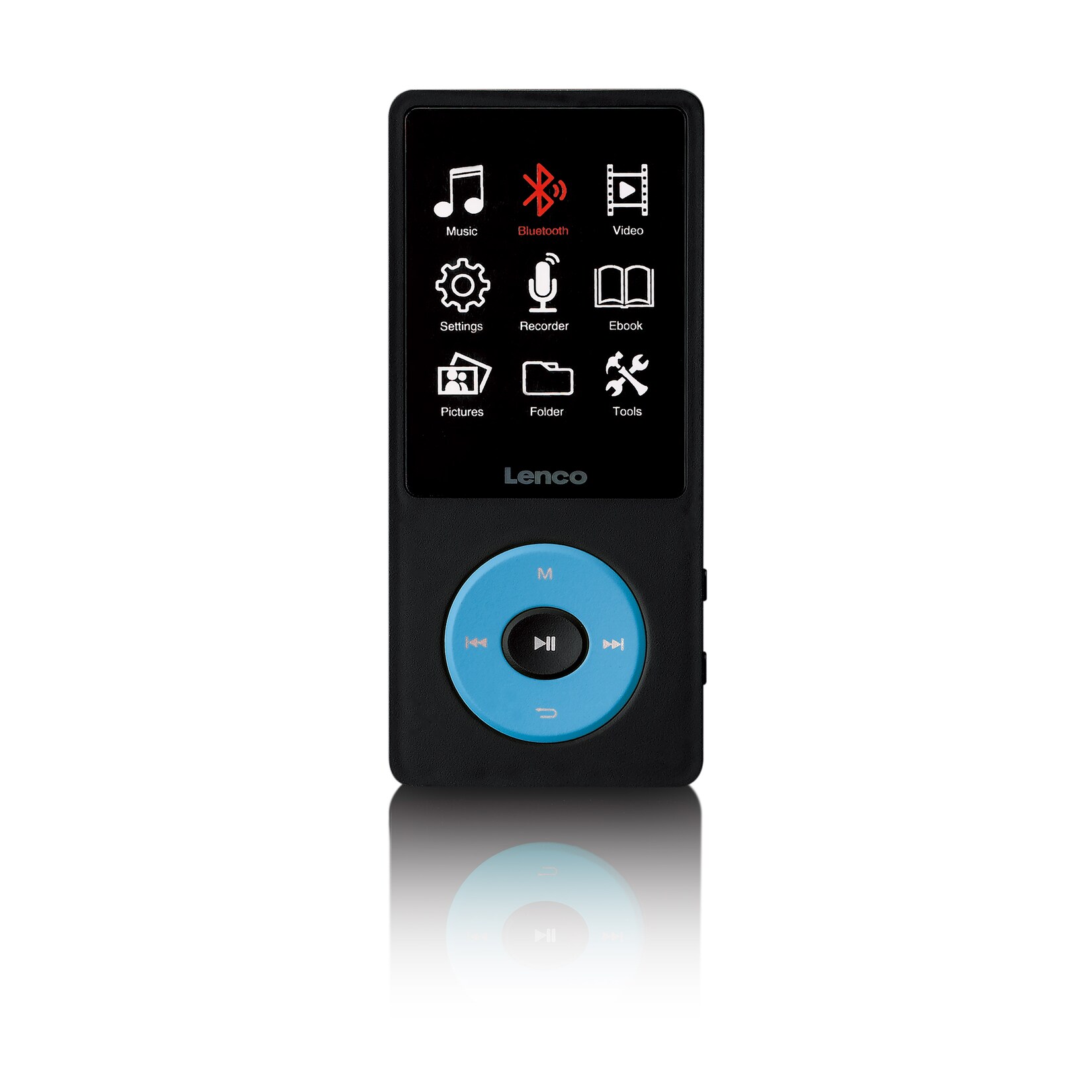 Lecteur MP3/MP4 avec Bluetooth® et mémoire interne de 8 Go Lenco Xemio-860BU Noir-Bleu