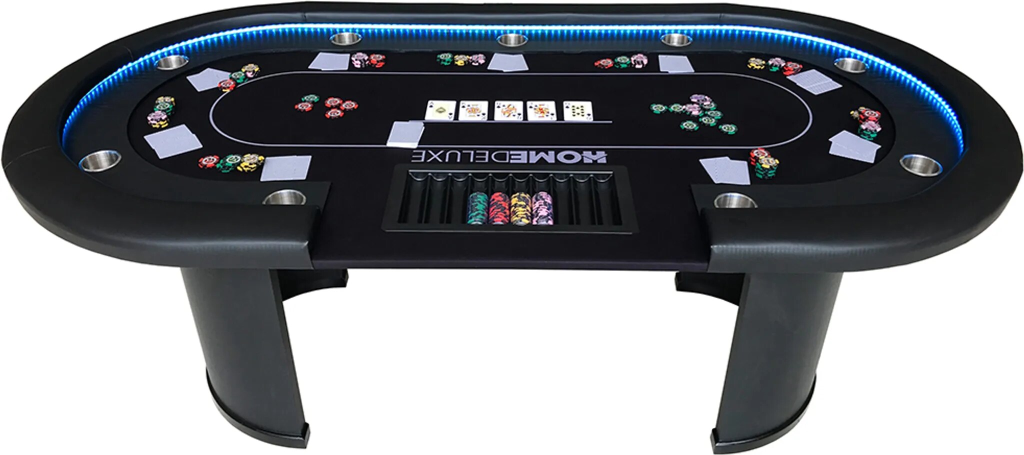 HOME DELUXE Pokertisch inkl. Pokerkoffer und 2 St&uuml;hlen LAS VEGAS - F&uuml;r 9 Personen 