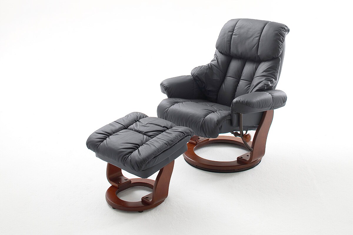 iNNoSeat by MCA + CALGARY Relaxer mit Hocker - versch. Farben - Schwarz/Wallnuss 