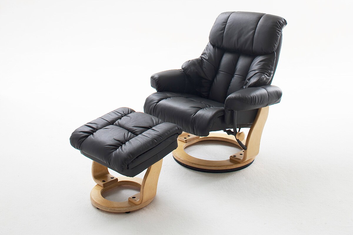 iNNoSeat by MCA + CALGARY Relaxer mit Hocker - versch. Farben - Schwarz/Natur 