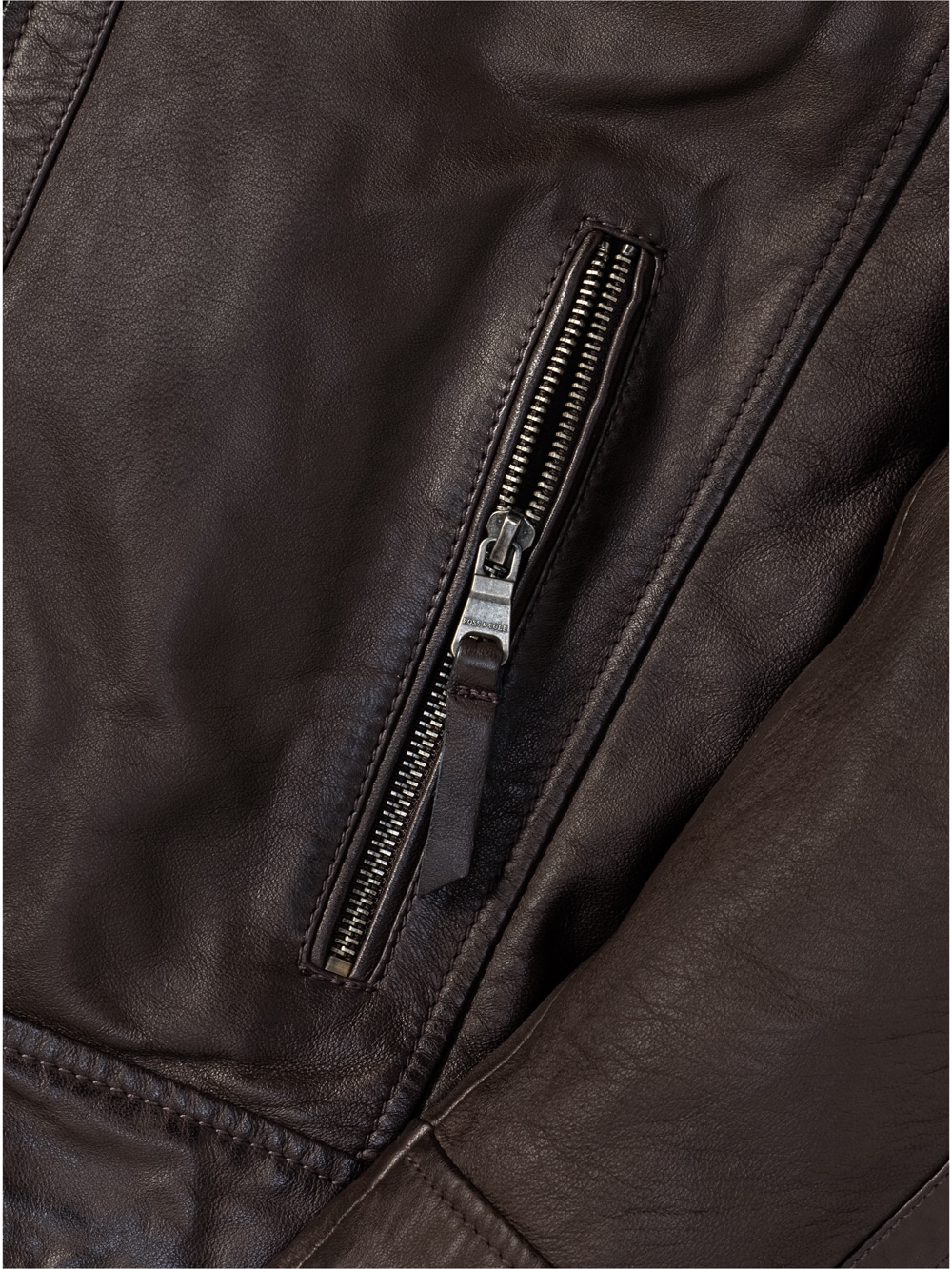 Ross & Cole Herren Lederjacke mit Stehkragen 