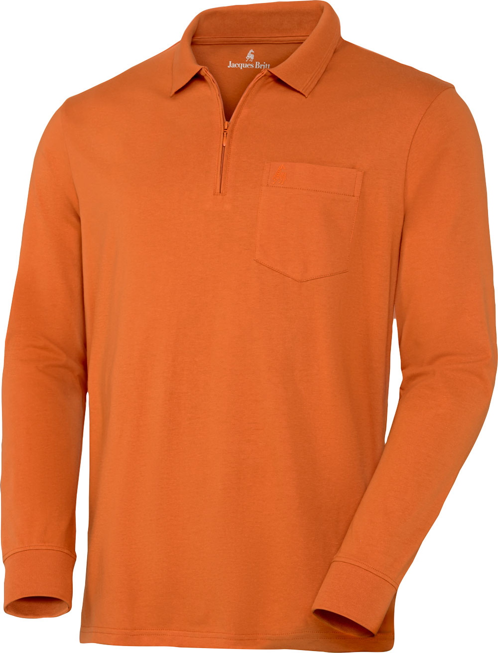 Jacques Britt Herren Polohemd langarm mit Zipp 