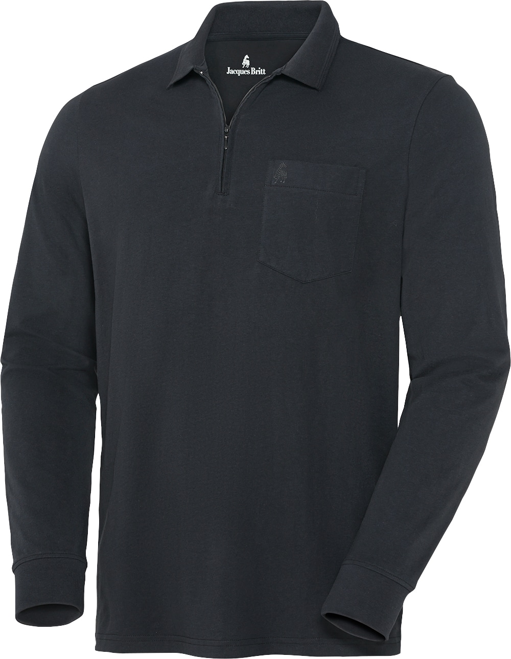 Jacques Britt Herren Polohemd langarm mit Zipp 