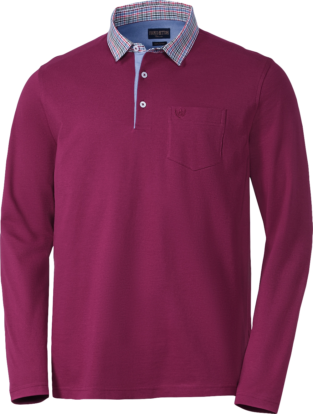 Franco Bettoni Herren Poloshirt mit Hemdkragen langarm 