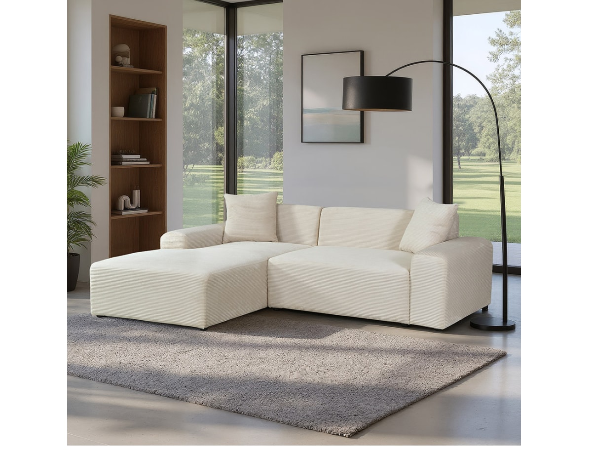 HOME DELUXE Ecksofa AMELIO Cord Beige Links - 240 x 178 cm 