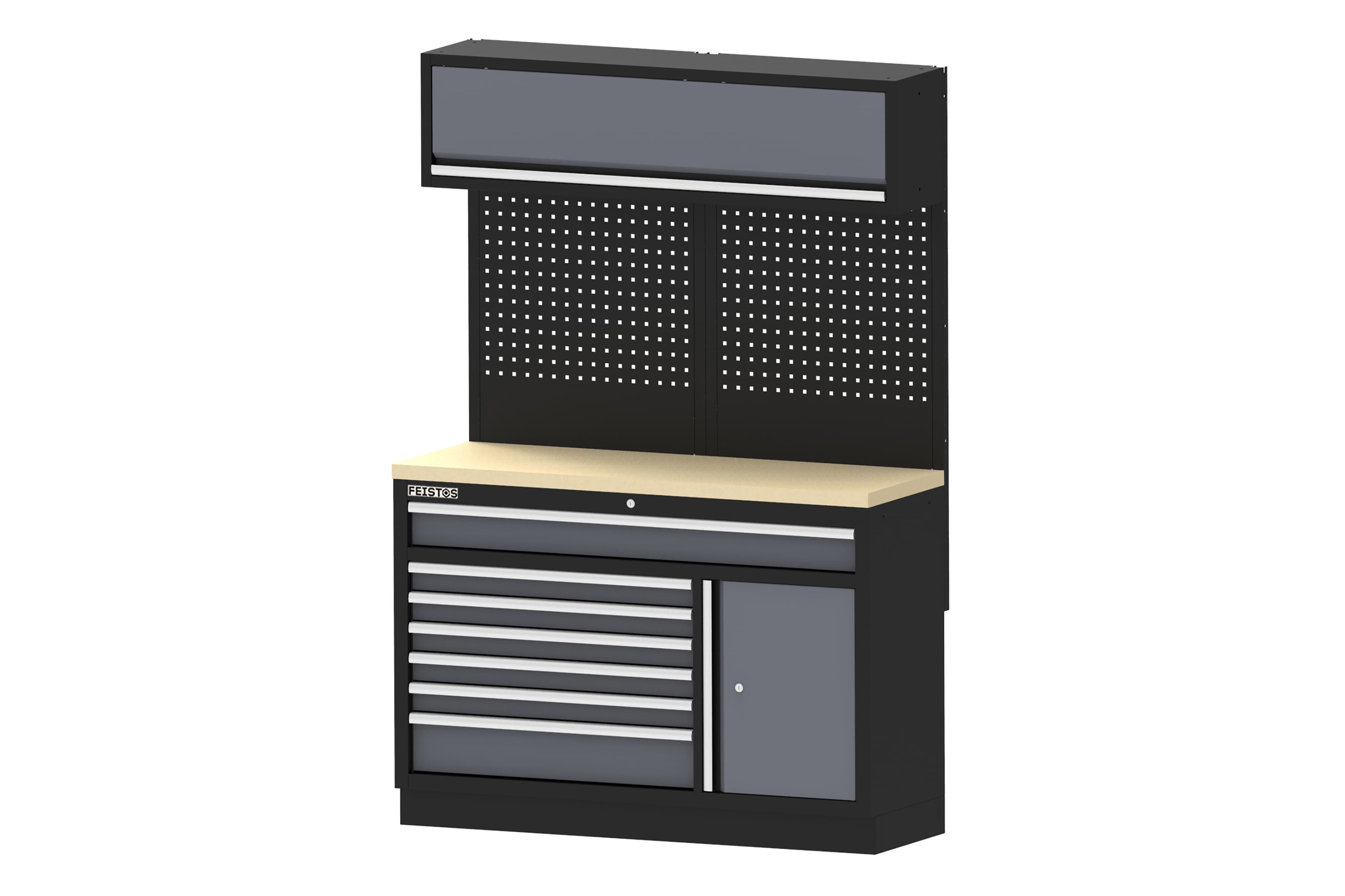 Feistos Werkstatteinrichtung Apollo 21 Schwarz/Anthrazit | 46x136x200cm 