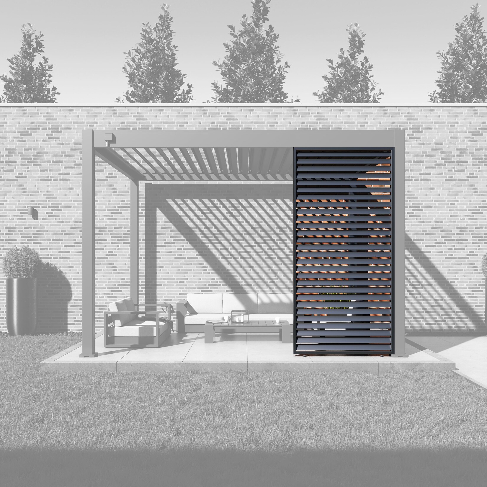 Paragon Outdoor Outdoor Lamellen Sichtschutz für Pergola Grand Tuscan 10 Grau   94x234cm