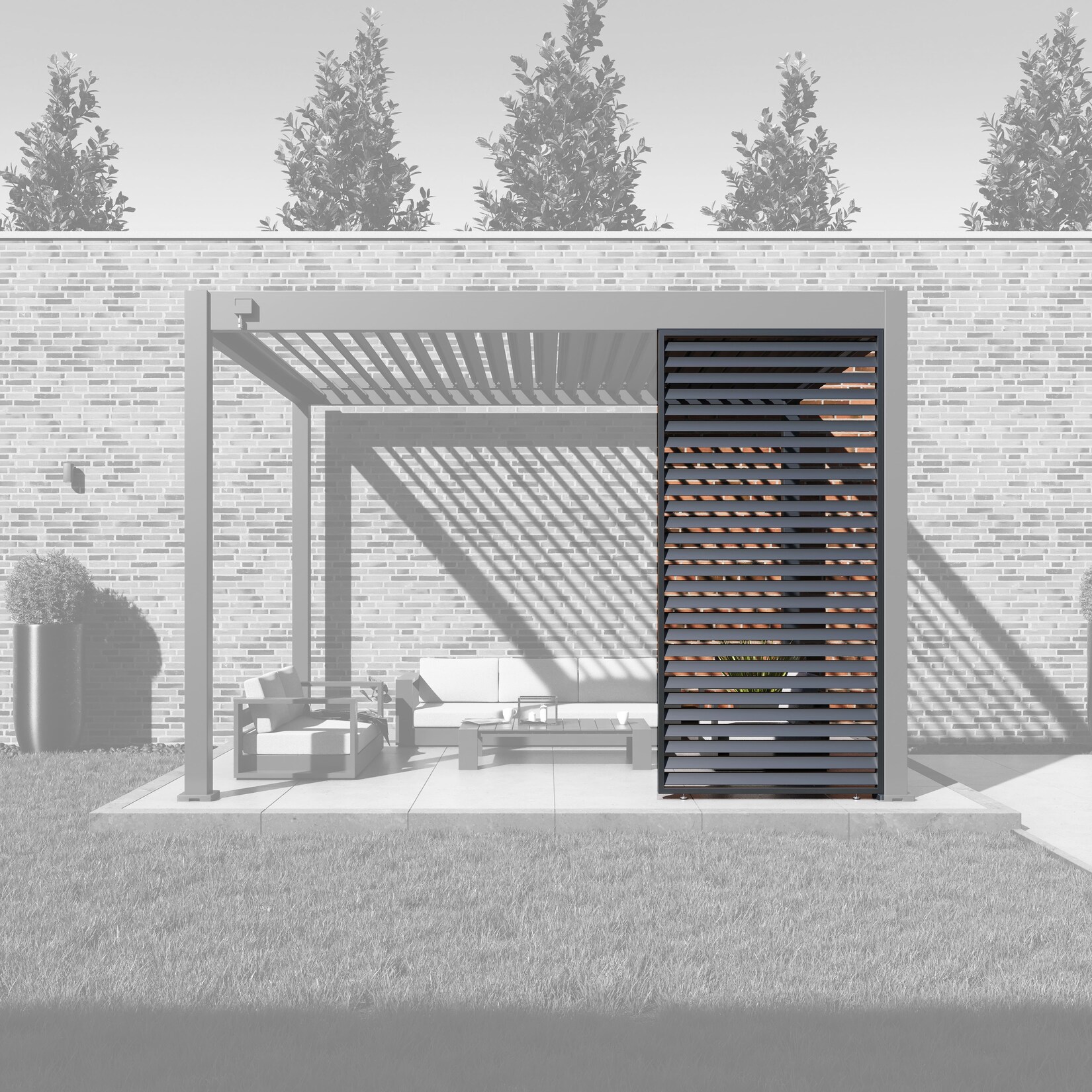 Paragon Outdoor Outdoor Lamellen Sichtschutz für Pergola Grand Tuscan 12 Grau   114x234cm