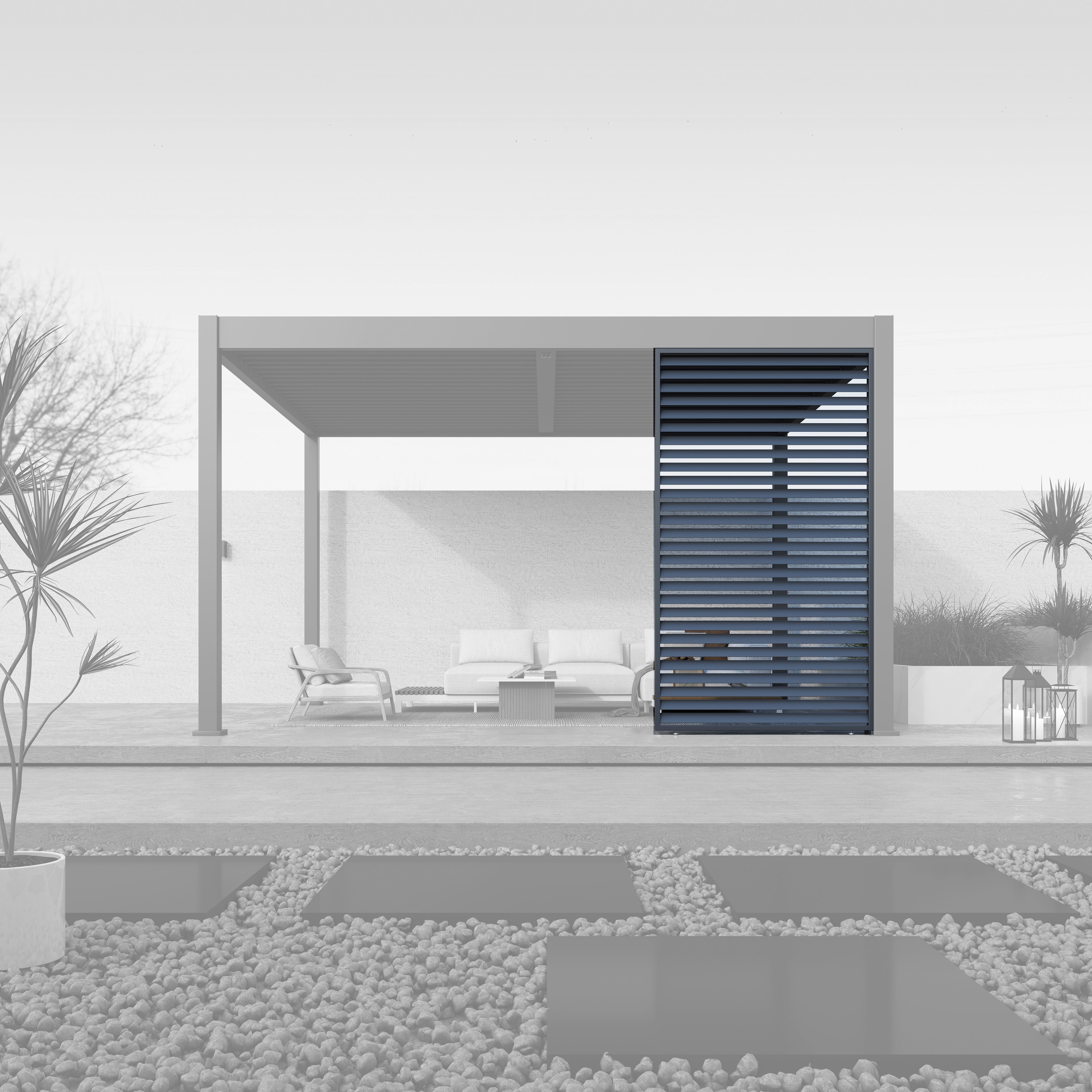 Paragon Outdoor Outdoor Lamellen Sichtschutz f&uuml;r Pergola Grand Tuscan 14 Grau | 135x234cm 