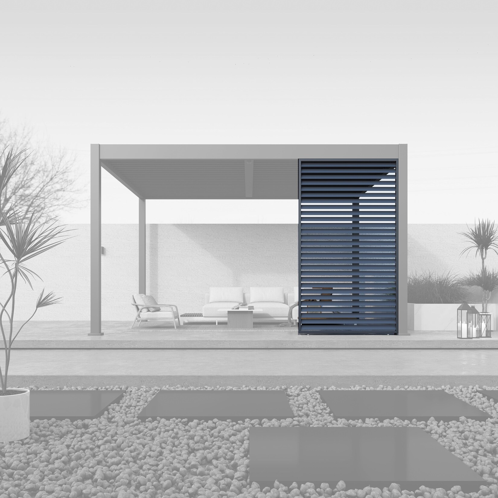 Paragon Outdoor Outdoor Lamellen Sichtschutz für Pergola Grand Tuscan 14 Grau   135x234cm
