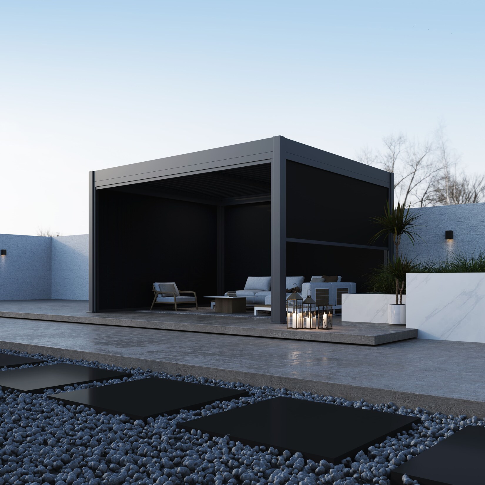Paragon Outdoor Outdoor Seitenteil für Pergola Grand Tuscan 10 Grau   279x237cm
