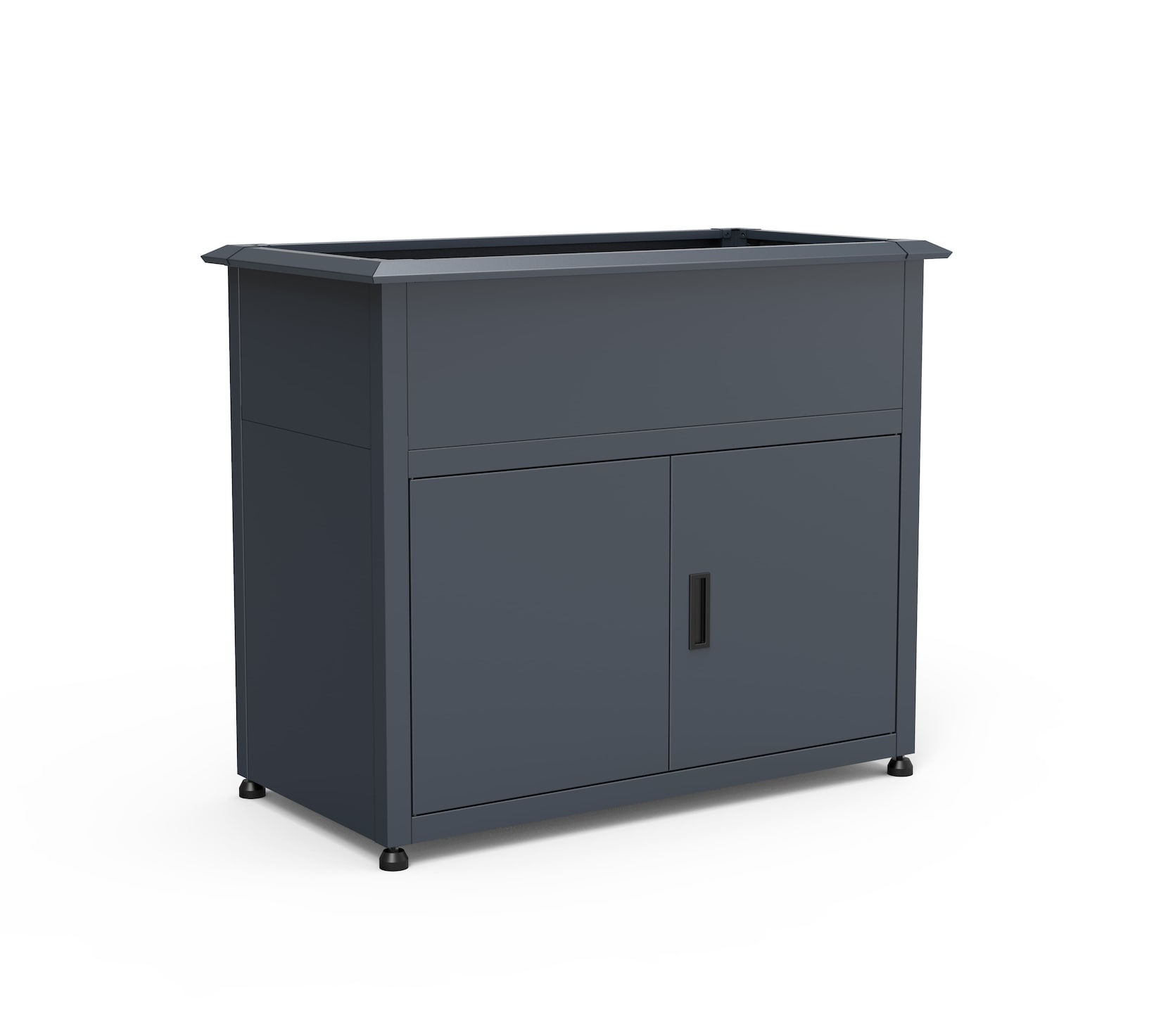 Metall Hochbeet Plexa mit Stauraum & Schneckenkante Anthrazit   50x100x85cm