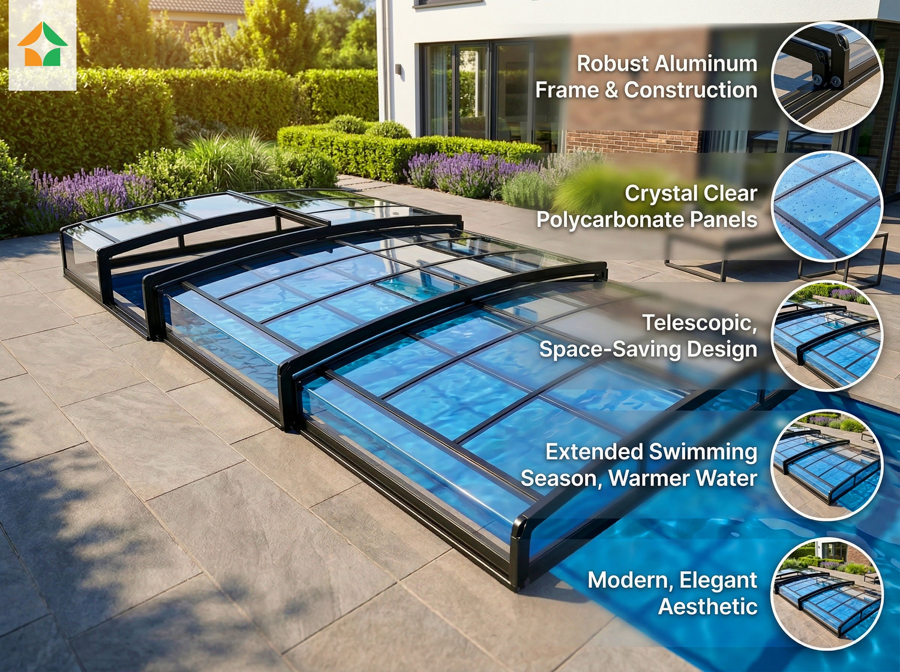 Vorverkauf Pool&uuml;berdachung "Aqualina" aus Aluminium, ca. 6,63 x 3,26 x 0,8 m - Bild 1