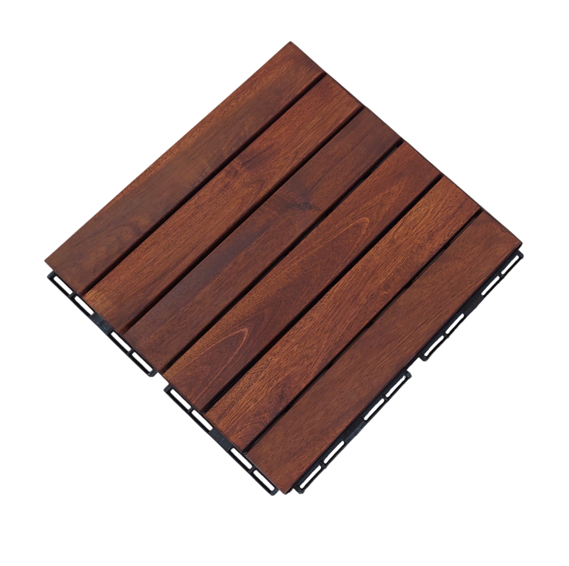 9er-Set Massivholz-Klickfliese aus Akazienholz, ca. 30 x 30 cm - Braun