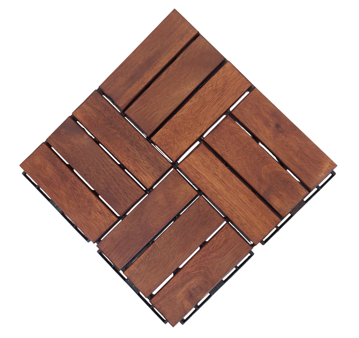 9er-Set Massivholz-Klickfliese aus Akazienholz, ca. 30 x 30 cm - Braun geölt