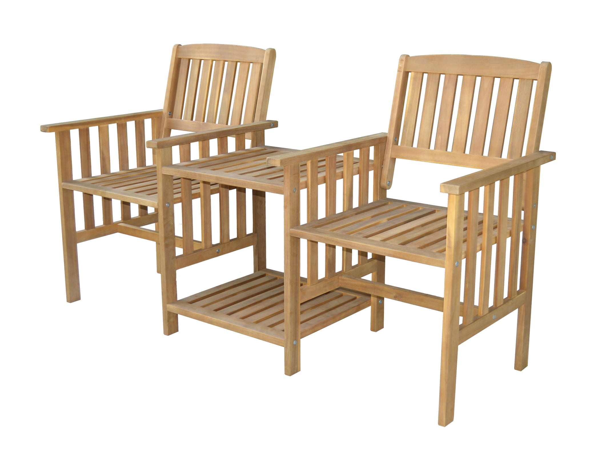 2-Sitzer-Gartenbank mit Beistelltisch klappbar, ca. 163 x 63 x 91 cm - Braun 