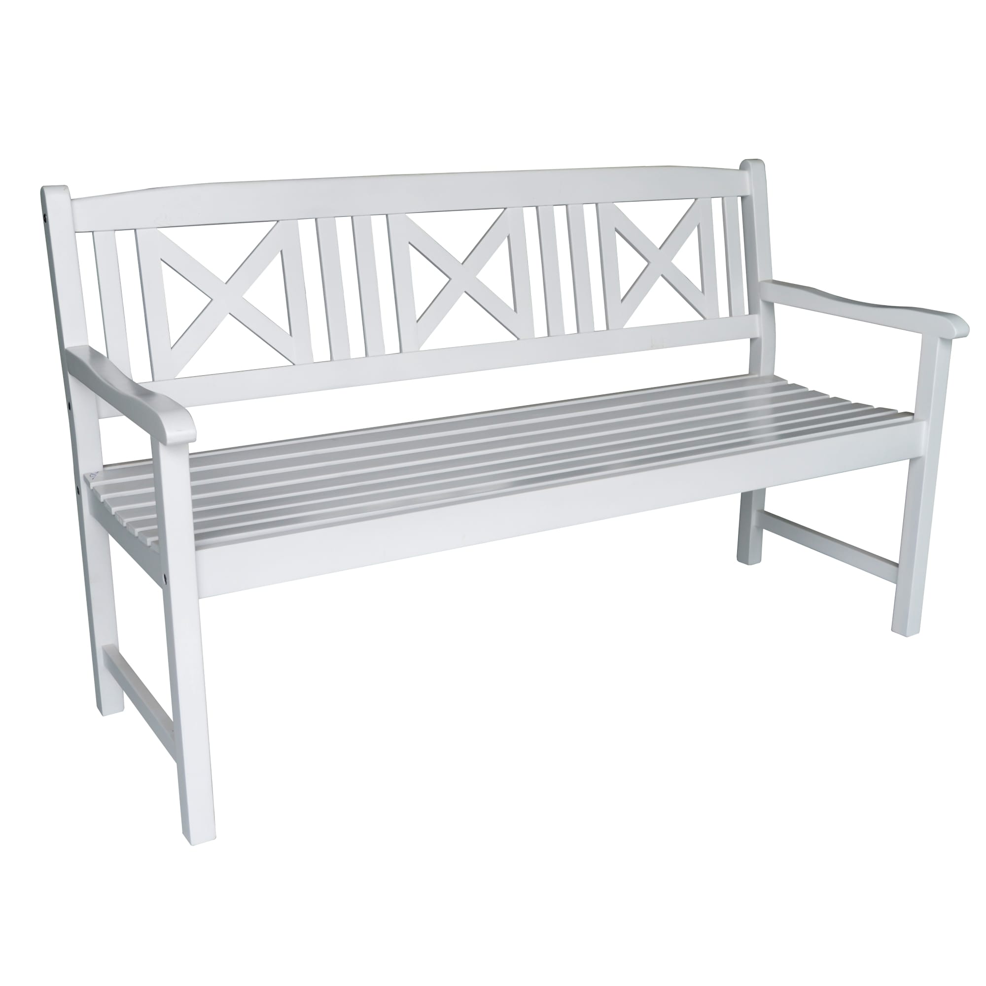 3-Sitzer Gartenbank aus Akazienholz, ca. 150 x 61 x 89 cm - Wei&szlig; 