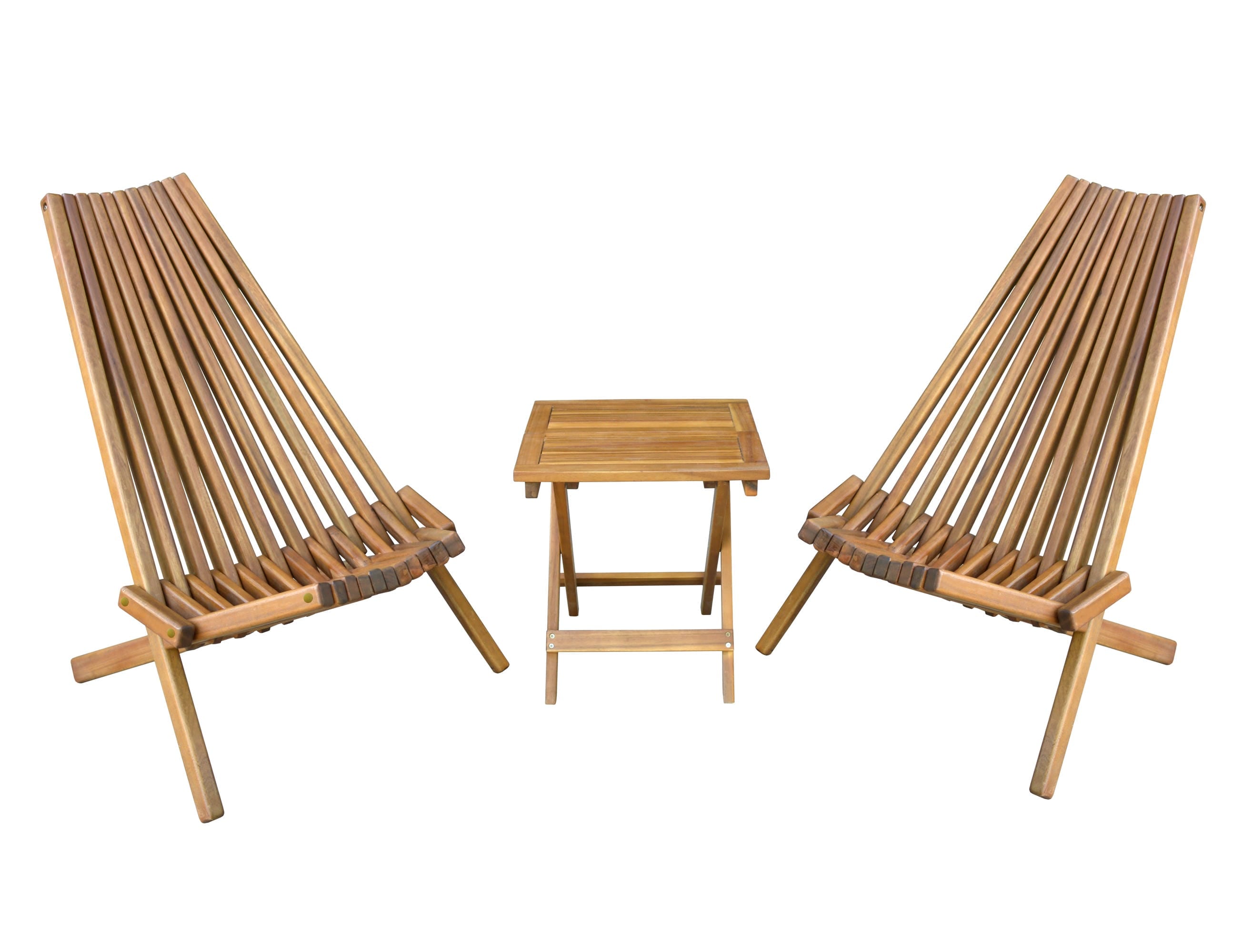 2er Set Holzliegestuhl mit Tisch aus Akazie klappbar 