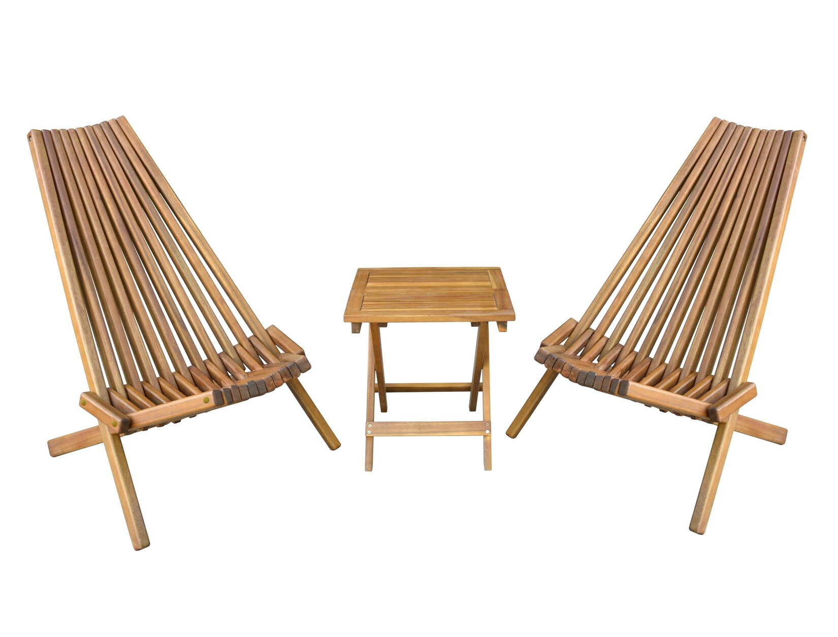 2er Set Holzliegestuhl mit Tisch aus Akazie klappbar