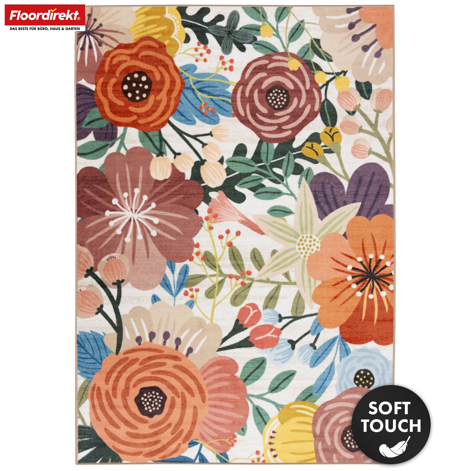 Floordirekt Wohnteppich | Fleur | Moderner Teppich mit farbenfrohem Blumen-Design 