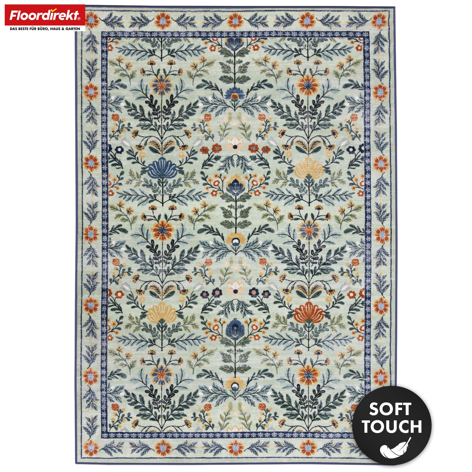 Floordirekt Wohnteppich | Cascada | Eleganter Teppich mit Blumen-Design in harmonischen Farben 