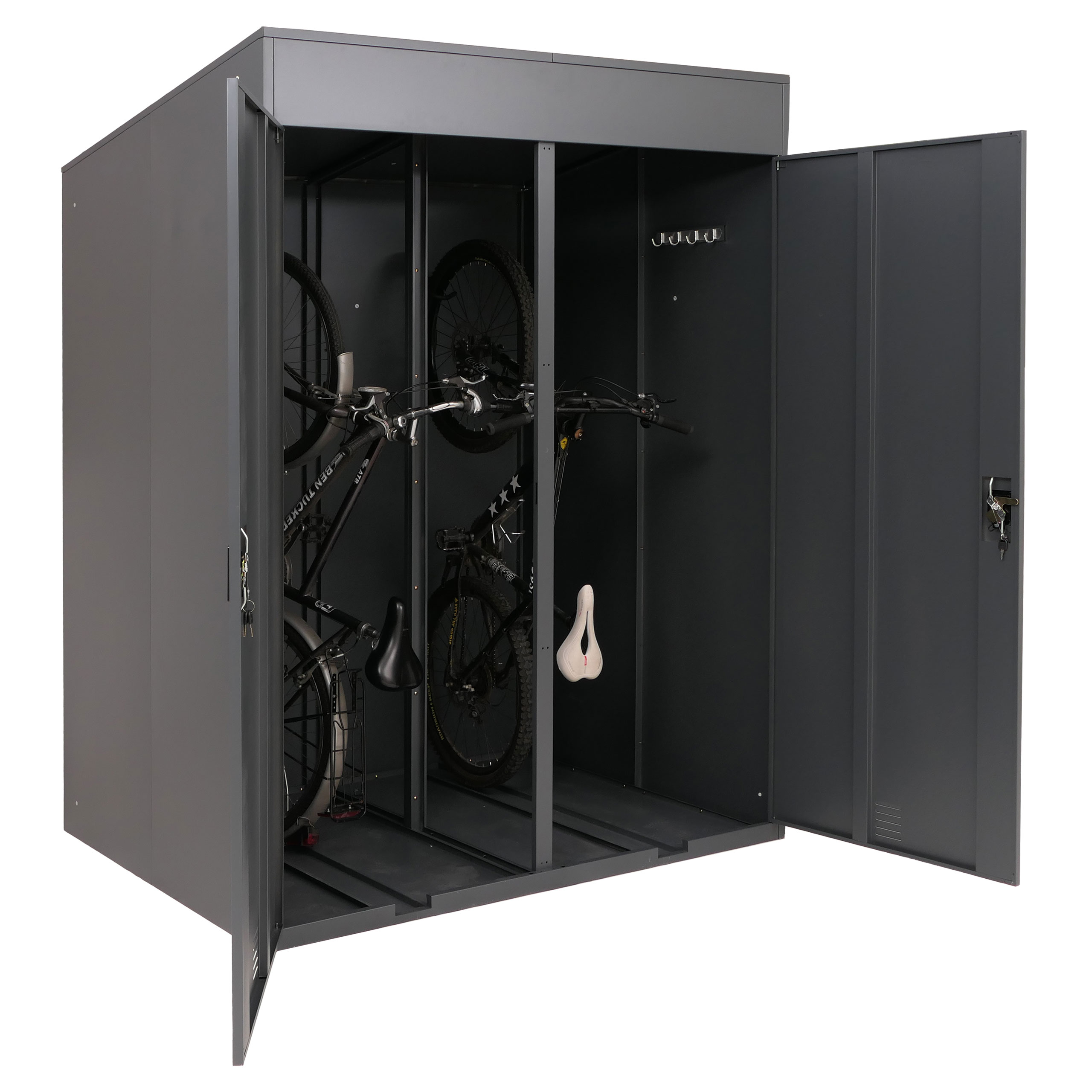 2er-Fahrradgarage MCW-H66b, Fahrradbox Fahrradunterstand abschlie&szlig;bar Metall 213x158x125cm ~ anthrazit 