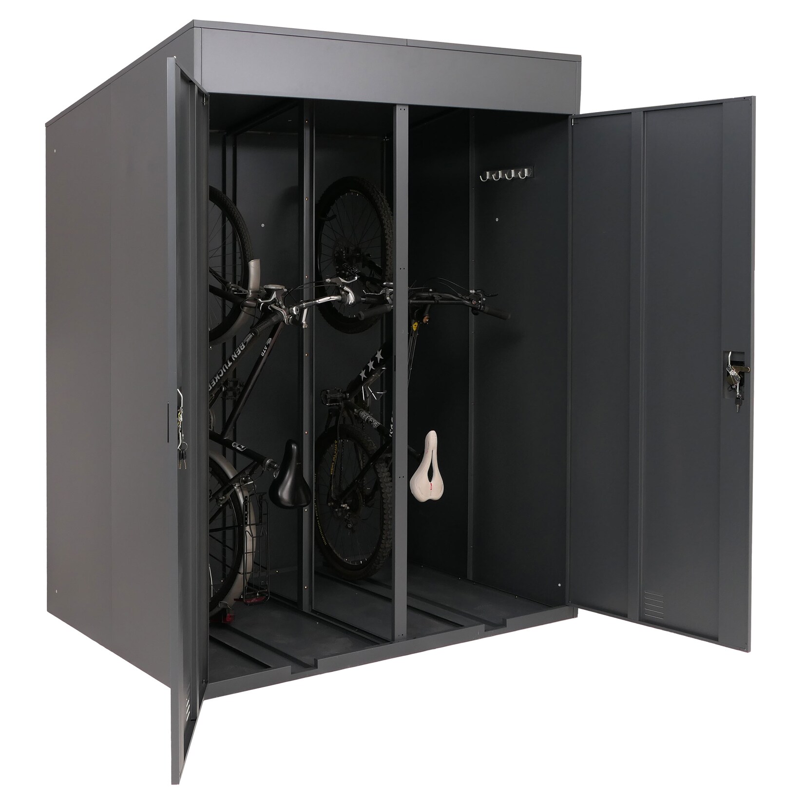 2er-Fahrradgarage -H66b, Fahrradbox Fahrradunterstand abschließbar Metall 213x158x125cm ~ anthrazit