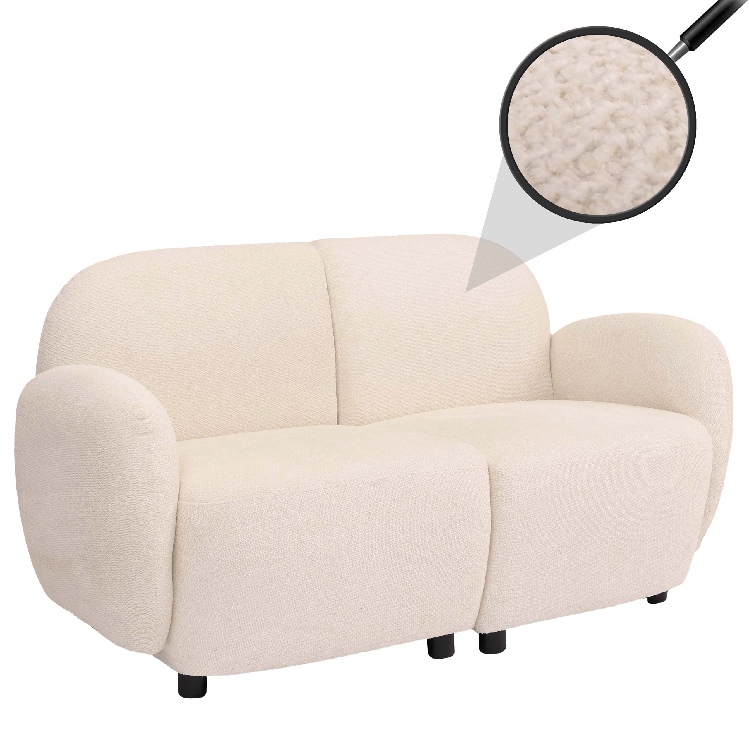 2er-Sofa MCW-P33, 2-Sitzer Couch Loungesofa, Stoff/Textil Chenille (330 g/m&sup2;) &Ouml;ko-Tex ~ creme 