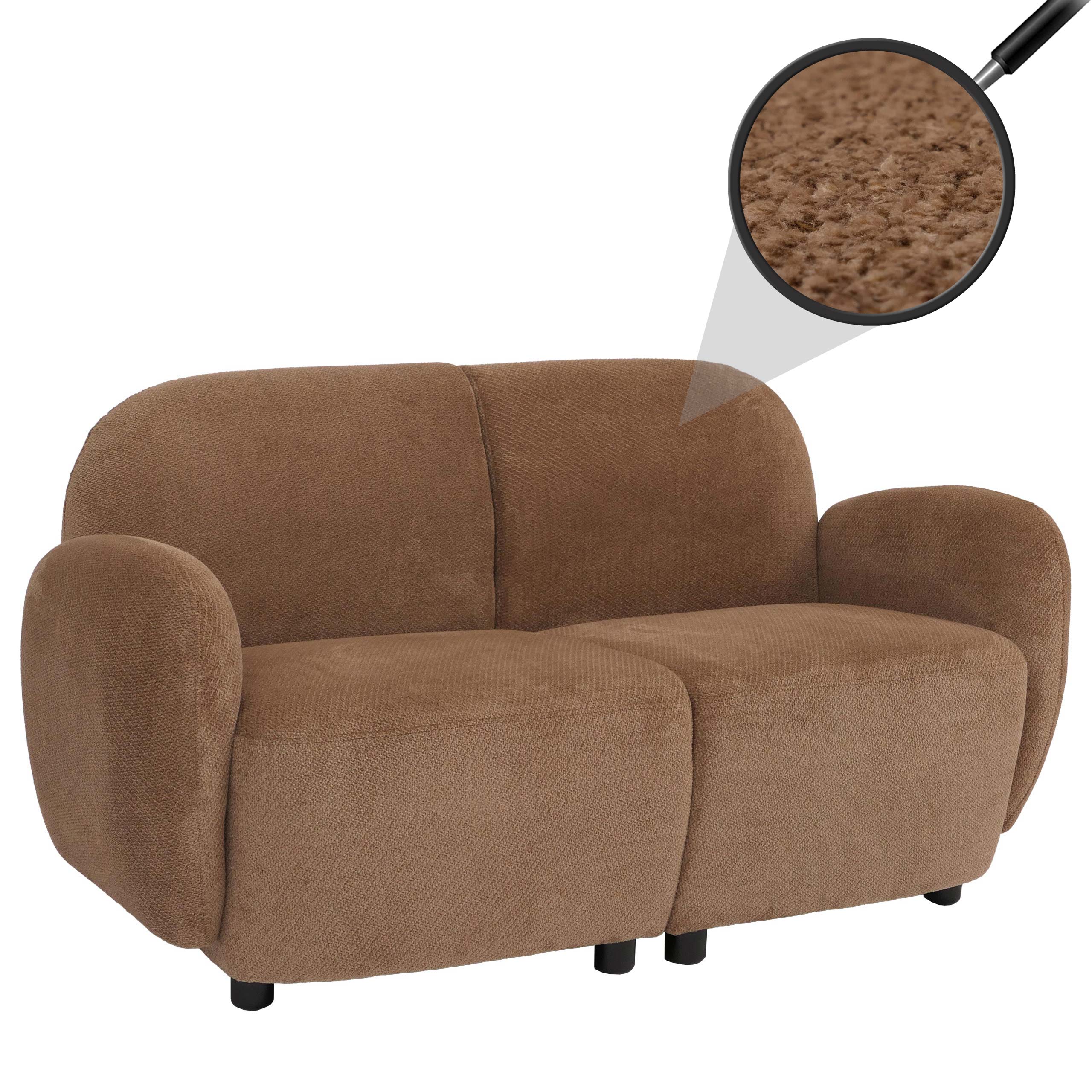 2er-Sofa MCW-P33, 2-Sitzer Couch Loungesofa, Stoff/Textil Chenille (330 g/m&sup2;) &Ouml;ko-Tex ~ braun 
