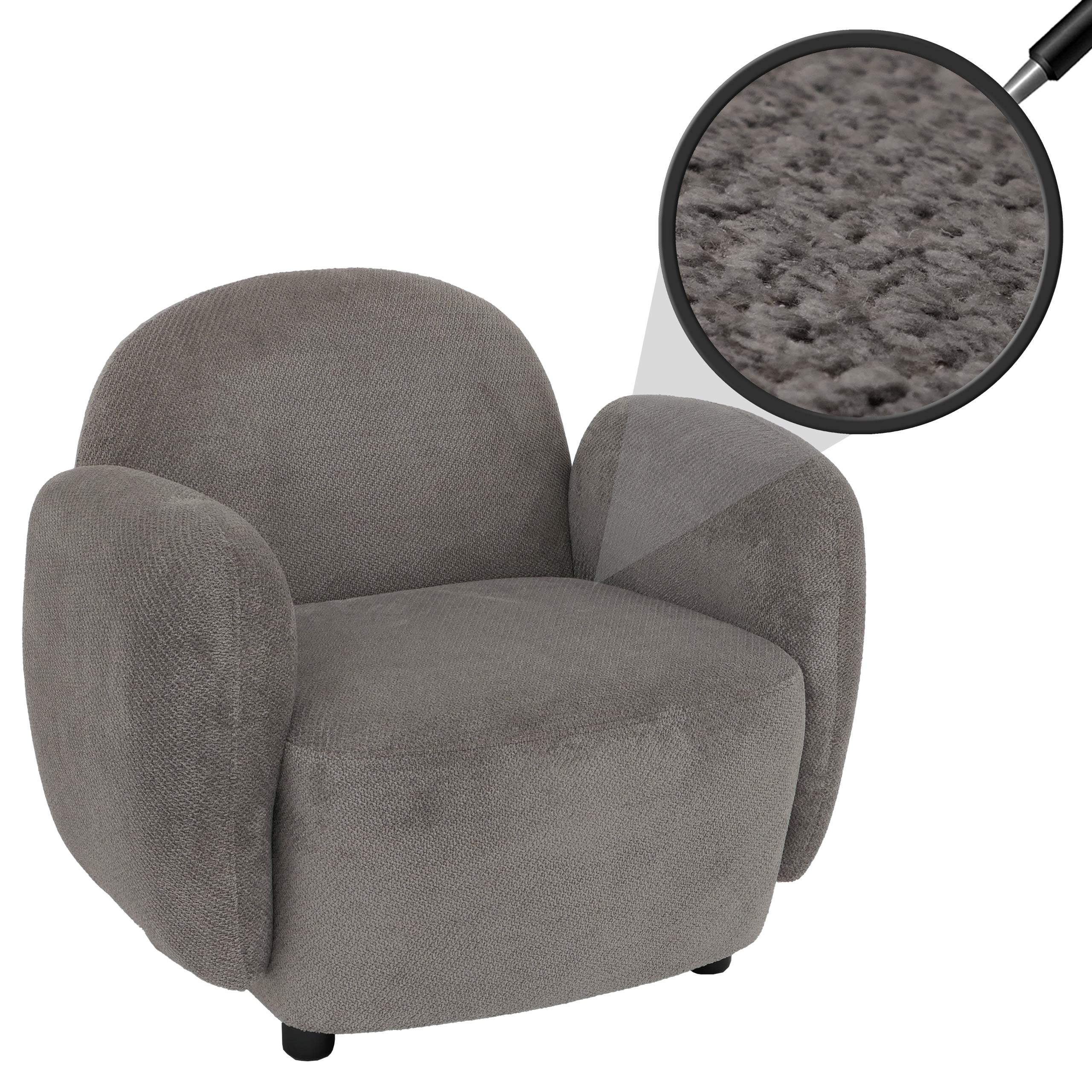 Sessel MCW-P33, Lounge-/Relax-/Cocktailsessel Polstersessel, Stoff/Textil Chenille (330 g/m&sup2;) &Ouml;ko-Tex ~ hellgrau 