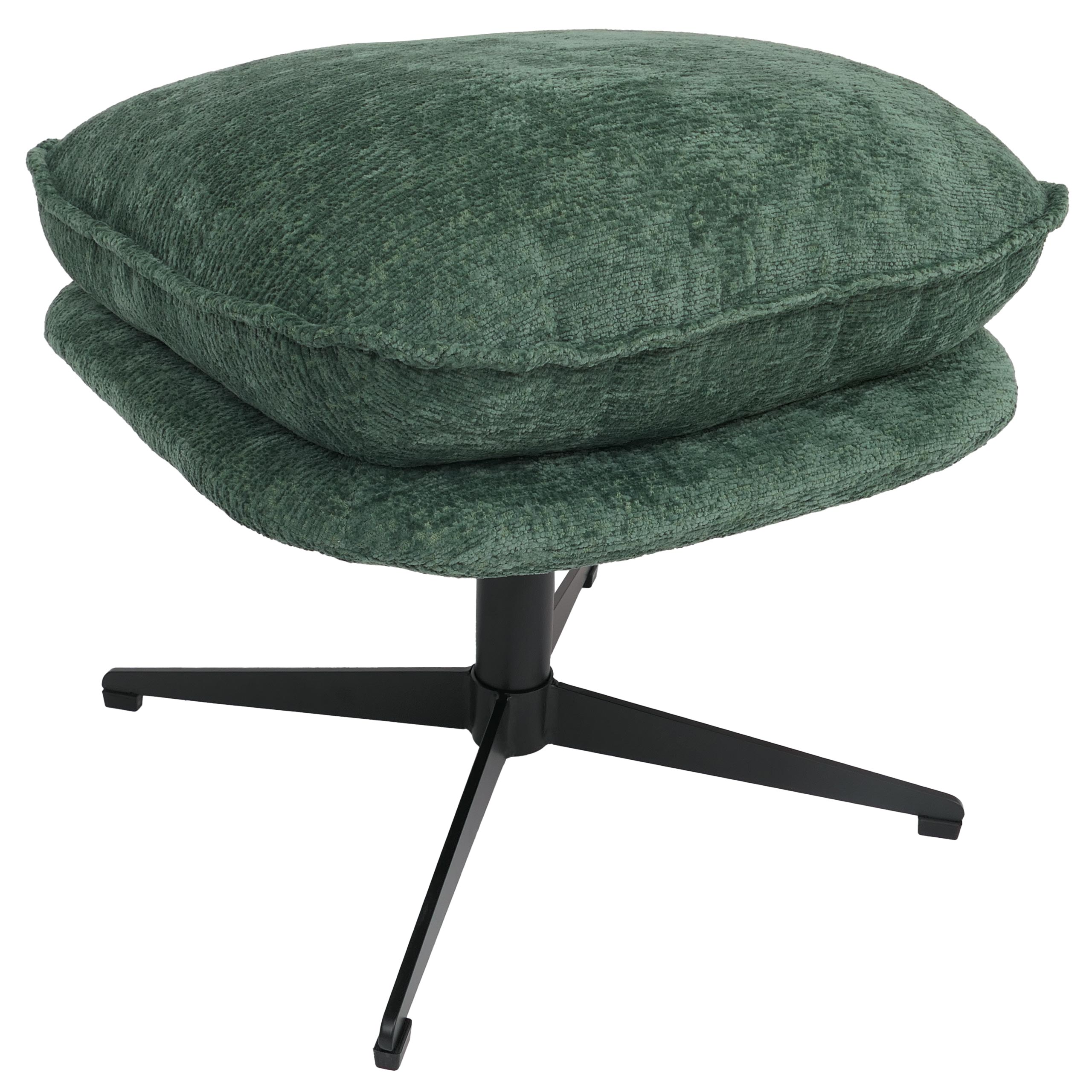 Hocker mit Polster MCWP32, Sitz-/Fu&szlig;hocker Fu&szlig;ablage Ottomane Stoff/Textil Chenille (370 g/m&sup2;) ~ gr&uuml;n 