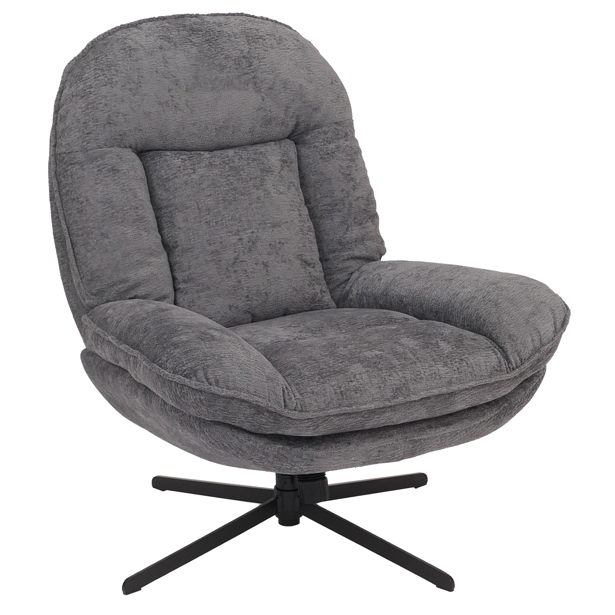 Relaxsessel MCW-P32, Fernsehsessel Nosagfederung Polstersessel, drehbar Metall Stoff/Textil Chenille (370 g/m&sup2;) ~ grau 