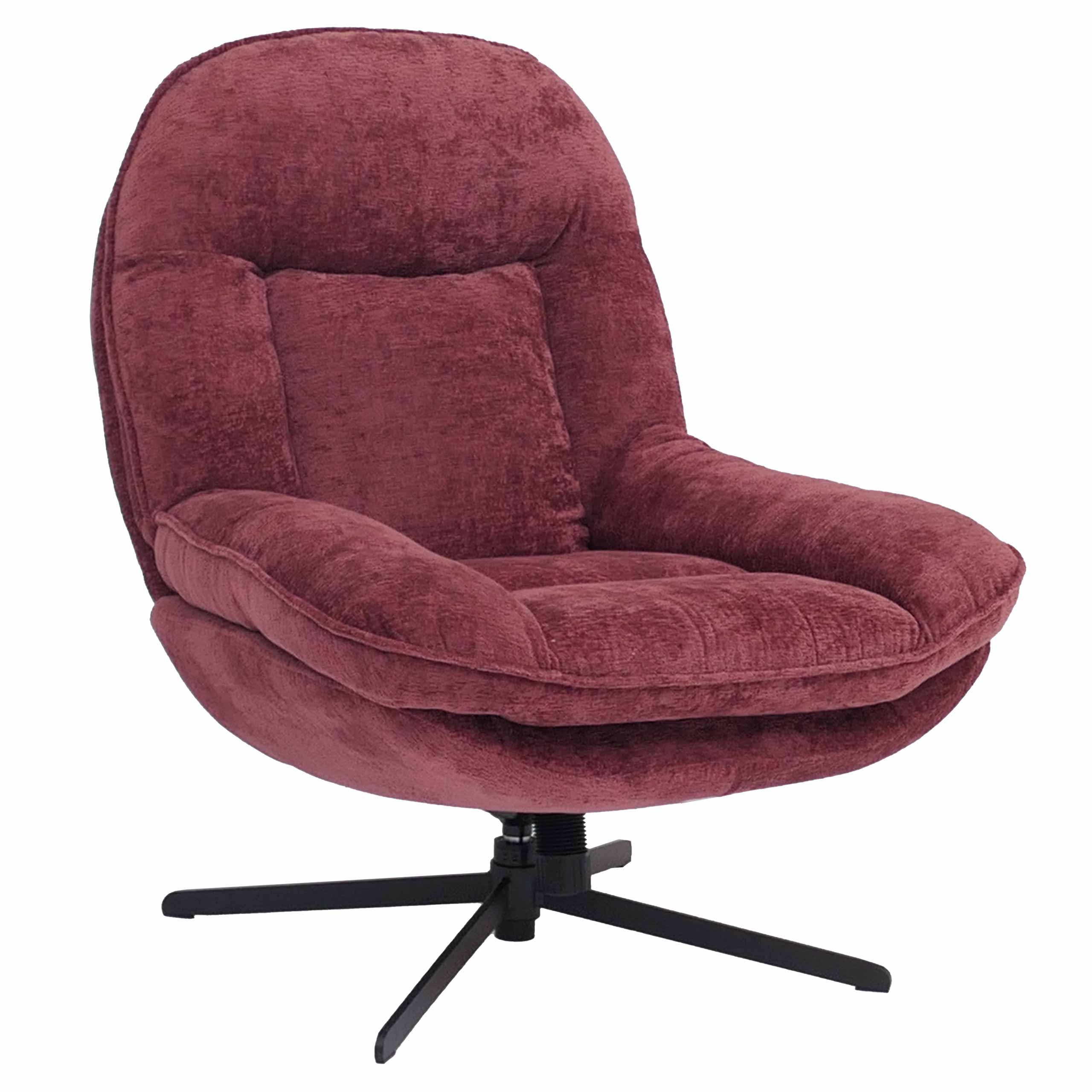 Relaxsessel MCW-P32, Fernsehsessel Nosagfederung Polstersessel, drehbar Metall Stoff/Textil Chenille (370 g/m&sup2;) ~ beere 